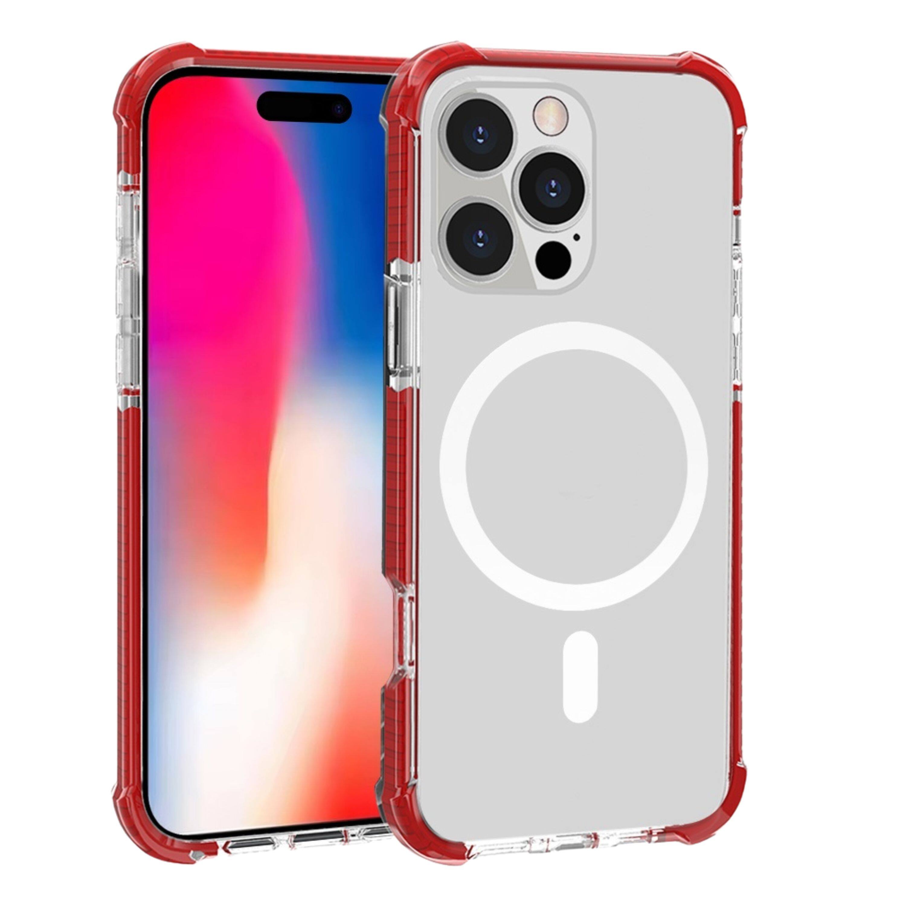Kitcheniva - Acrylic Hybrid Magnetic Circle Phone Case With Tempered Glass For iPhone 16 Pro - Red price history on PriceWatchPro