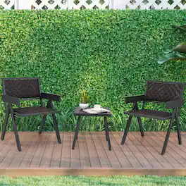 Costway - 3 PCS Patio Wicker Chair Set, Rattan Furniture Set with Quick Dry Foam Padding - Brown