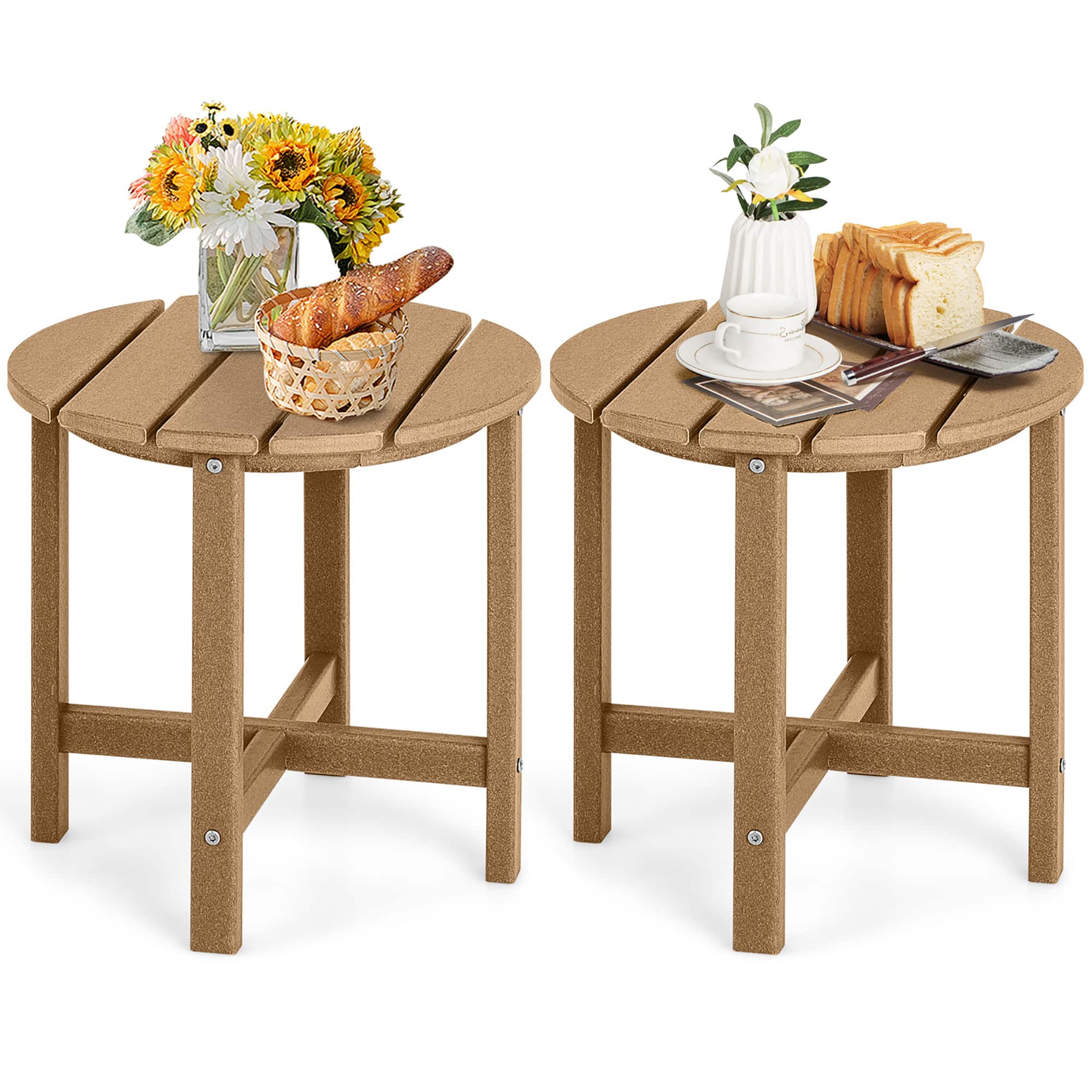 Gymax - 2PCS 18''Adirondack Side Table Weather Resistant HDPE Garden Patio - Brown price history on PriceWatchPro