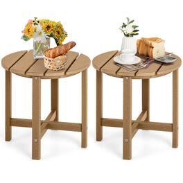 Gymax - 2PCS 18''Adirondack Side Table Weather Resistant HDPE Garden Patio - Brown