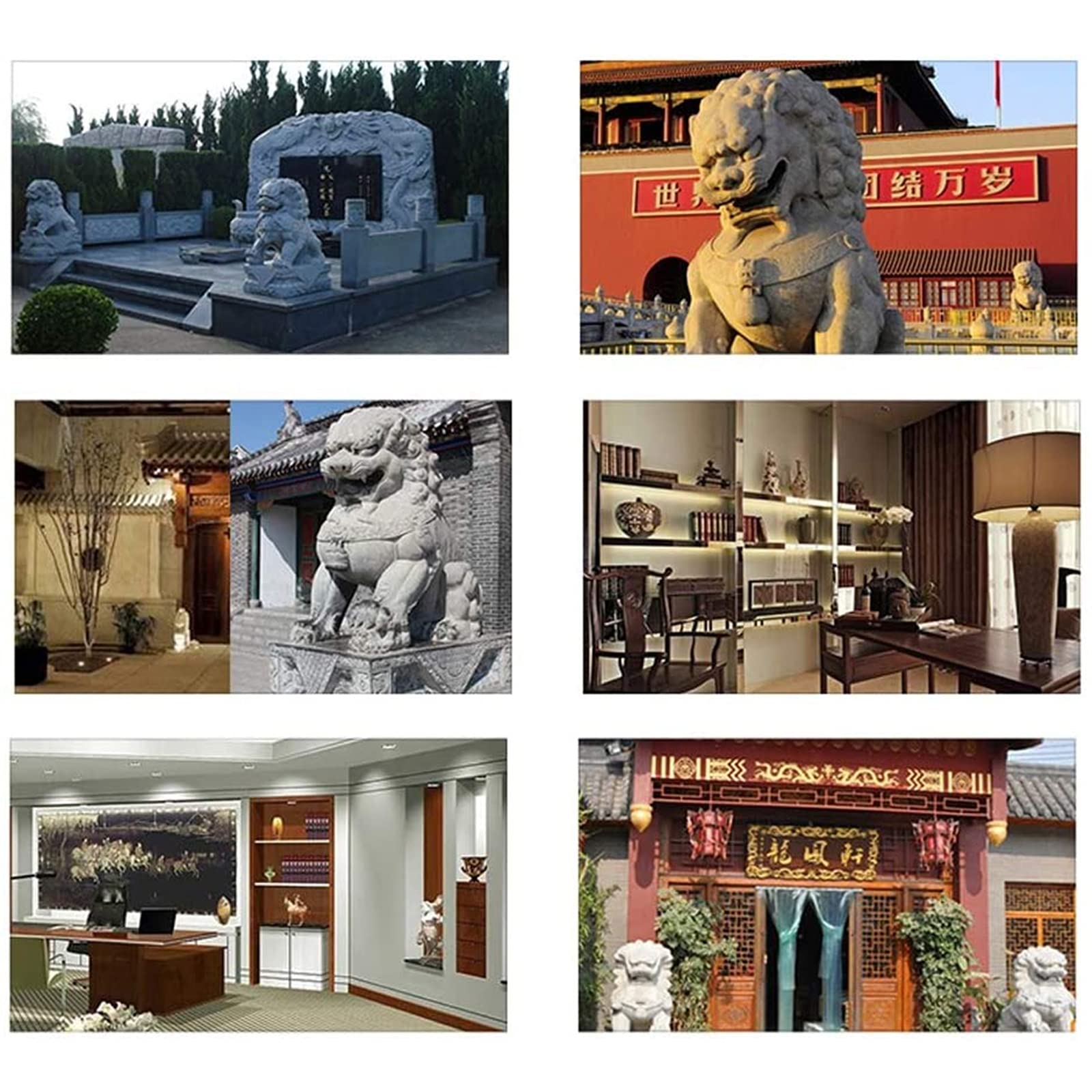 Alt View 6. Alchemy Casas - Large Dogs Statues Pair Marble Feng Shui Guardian Lion Home Outdoor Decor For Entrance Housewarming.