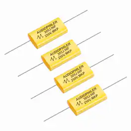 Unique Bargains - 4pcs 3uF High-Frequency Divider Capacitor, 256V Audio Speaker Crossover Non-Polarity Polypropylene MKP Film Capacitors - Yellow