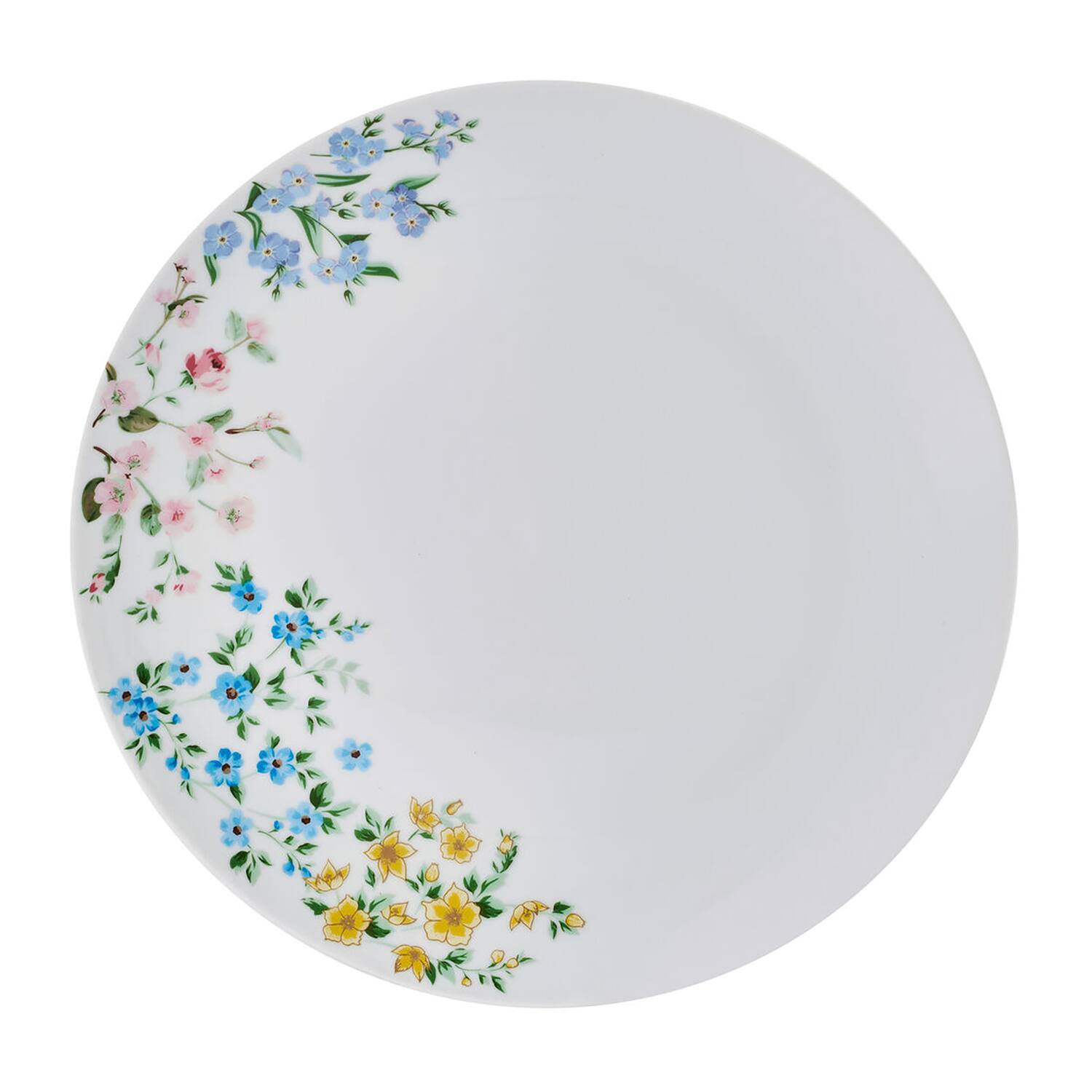 Left. Studio Nova - 12-Piece Porcelain Dinnerware Set Fiona Floral Pattern - White with Multi Colored Wild Flowers.