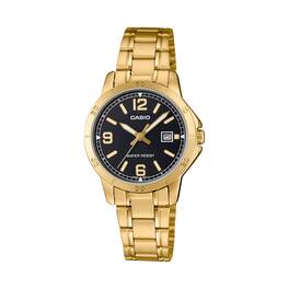 Casio - Women’s Bracelet Analog Watch with Black Dial - LTP-V004G-1BUDF - Gold