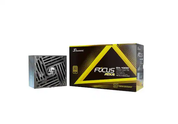 Seasonic FOCUS GX-1000
1000 WATTS
ATX 3.0
HYBRID FAN CONTROL
80 PLUS GOLD
10 YEARS WARRANTY
100% COMPLIANT