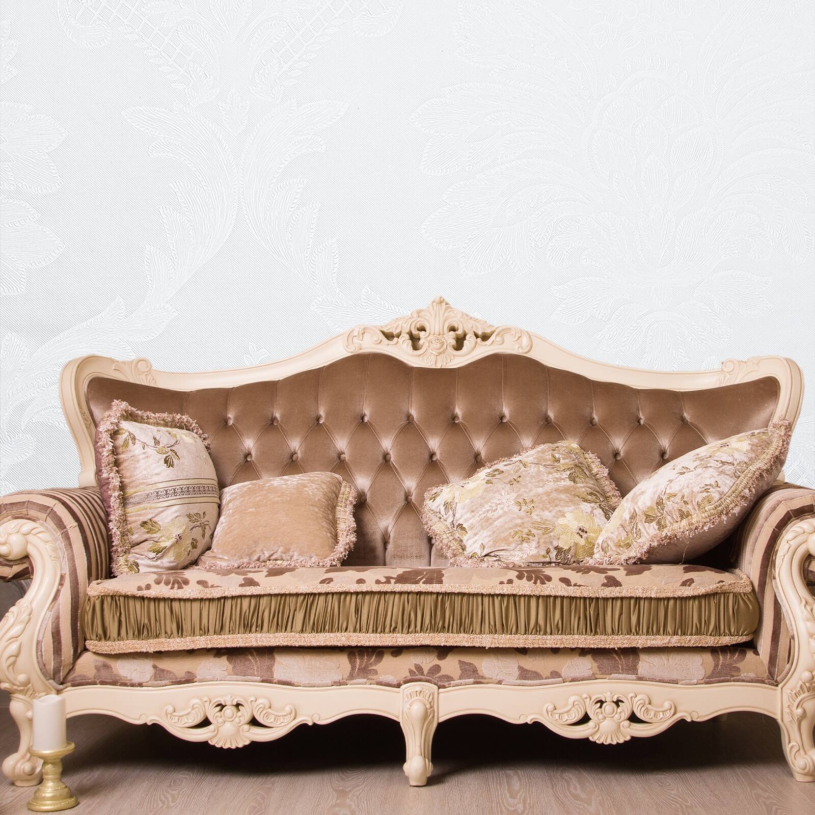 Alt View 5. Unique Bargains - Vintage Floral Wallpaper, 23.6x197 Self-Adhesive Vinyl Waterproof Baroque Peel & Stick Contact for Bedroom/Bathroom - Baroque Style-White.