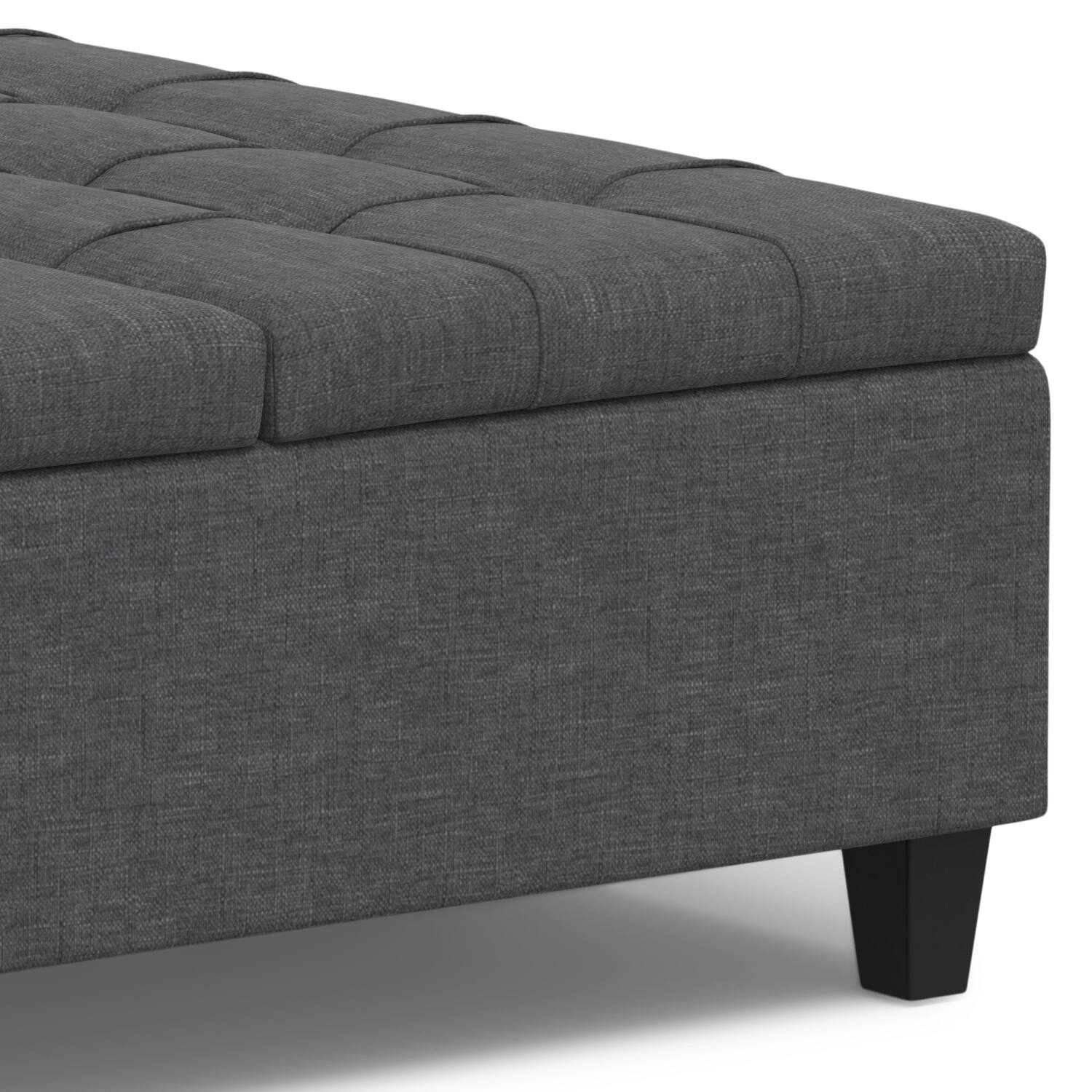 Alt View 13. Simpli Home - Harrison Large Square Coffee Table Storage Ottoman - Slate Grey.