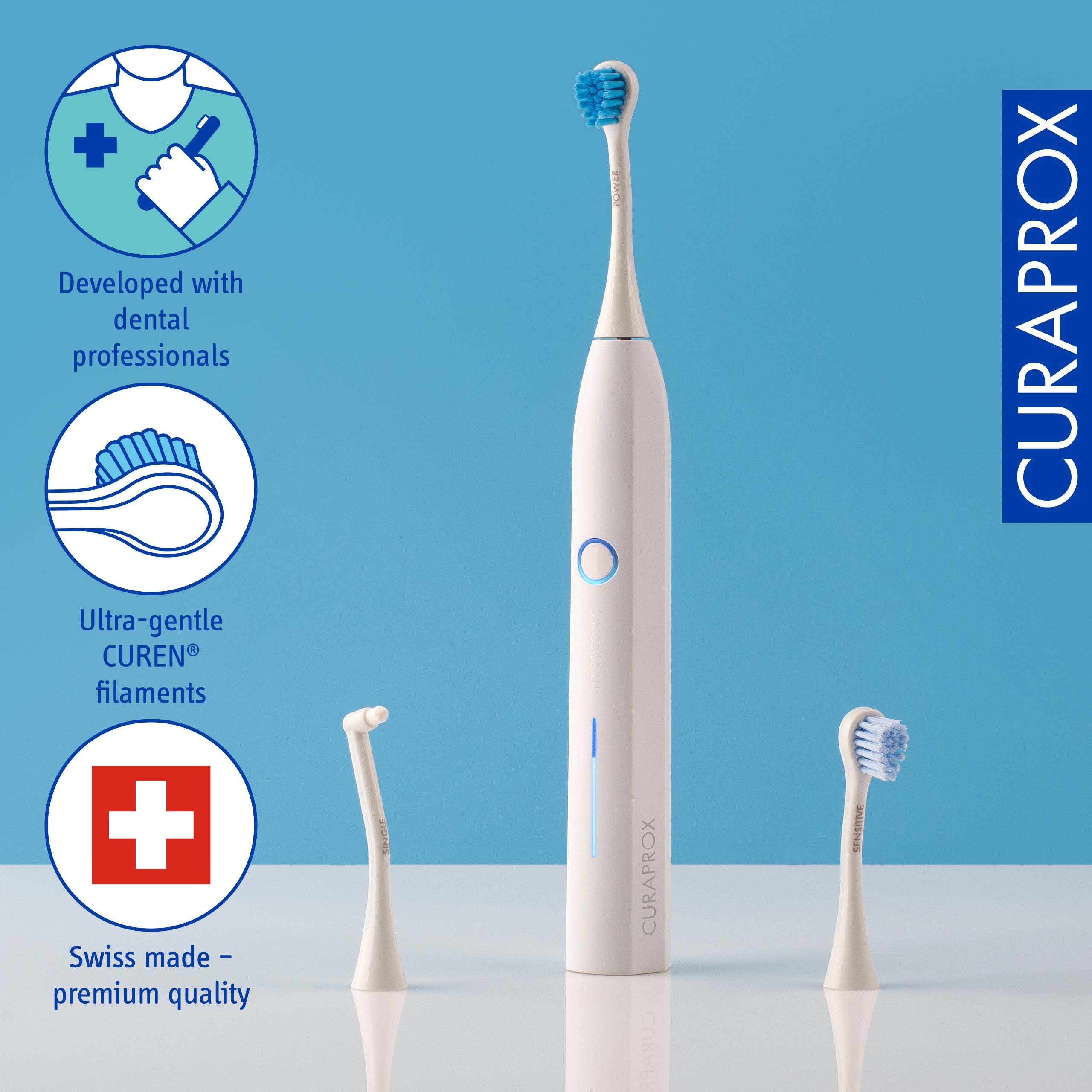 CURAPROX, Developed with dental professionals, Ultra-gentle CUREN filaments, Swiss made - premium quality, CURAPA EMSTIVE