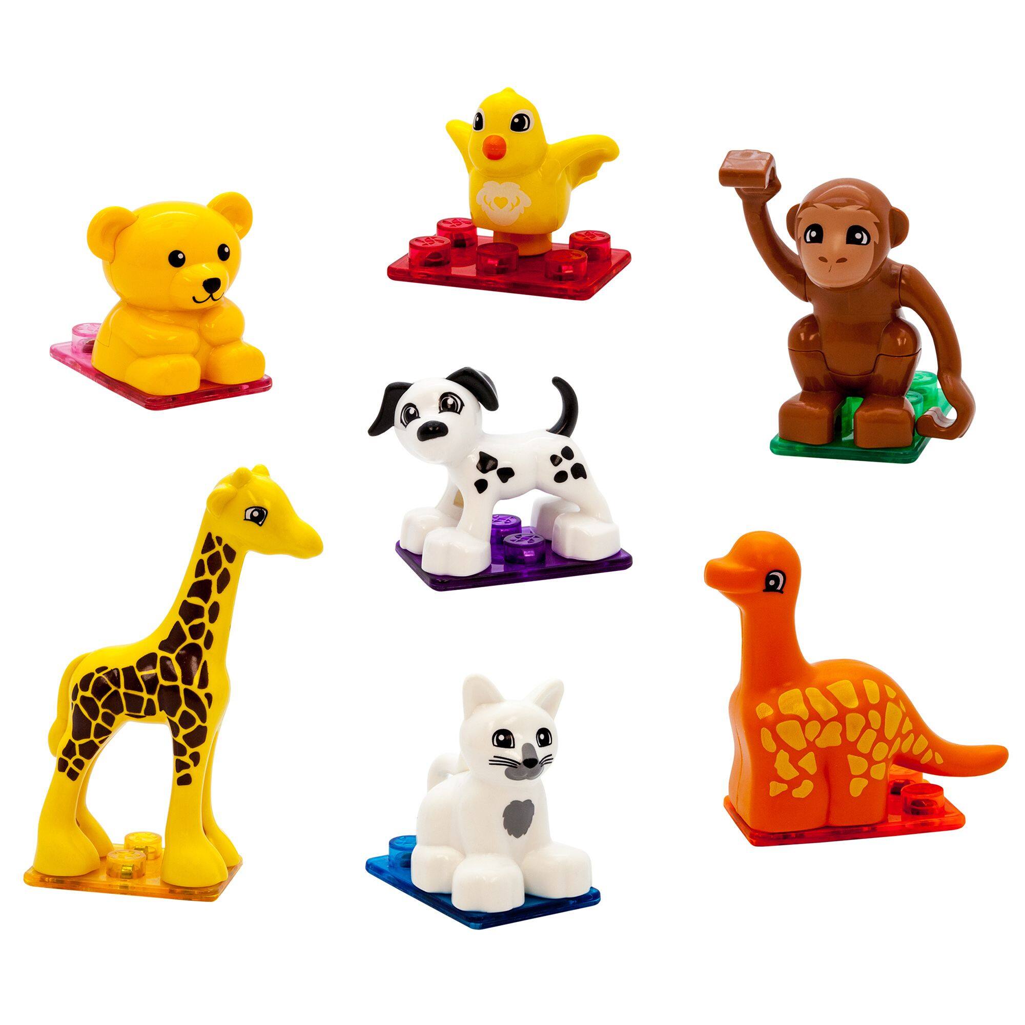 Alt View 4. PicassoTiles - PicassoTiles 7 PC Animal Character Set, Magnetic Tiles & Brick Block Compatible, Magnet for Kids 3+.