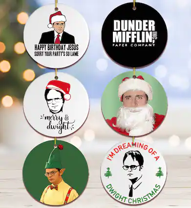 1. HAPPY BIRTHDAY JESUS
SORRY YOUR PARTY'S SO LAME
2. DUNDER MIFFLIN, INC
PAPER COMPANY
3. merry & dwight
4. I'M DREAMING OF A
DWIGHT CHRISTMAS