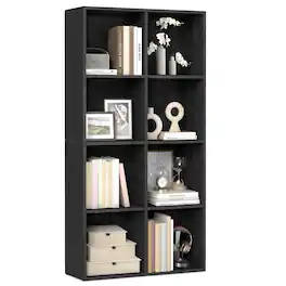 Songmics Home - Bookshelf, Bookcase, Cube Shelf with 8 Compartments, 9.5 x 25.8 x 51 Inches, Storage Shelf, for Living Room, Home Office - Ebony Black