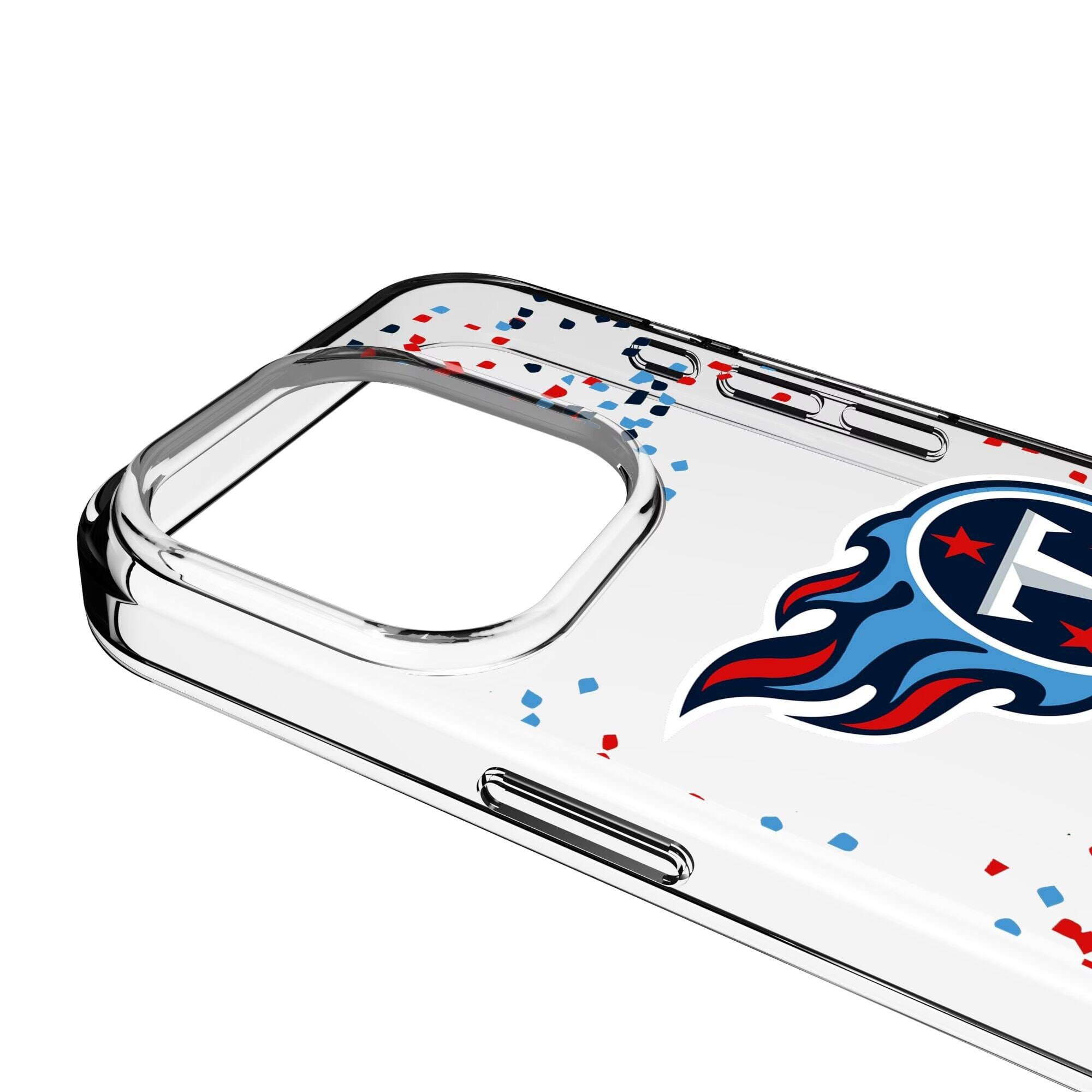 Alt View 2. Keyscaper - Tennessee Titans iPhone Clear Case with Confetti Design - 14 - Multicolor.
