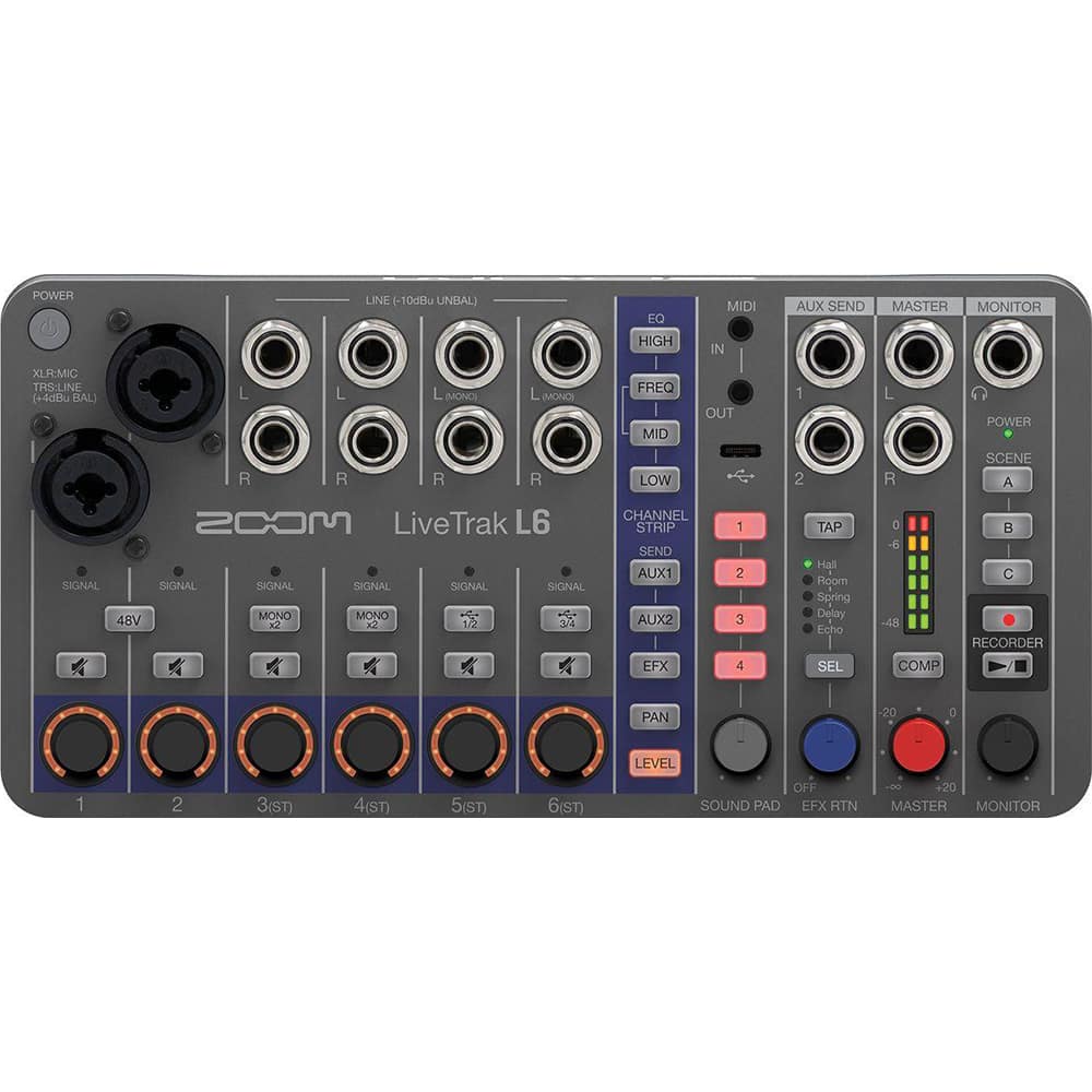 Zoom - LiveTrak L-6 10-Channel Digital Mixer and Recorder ZL6