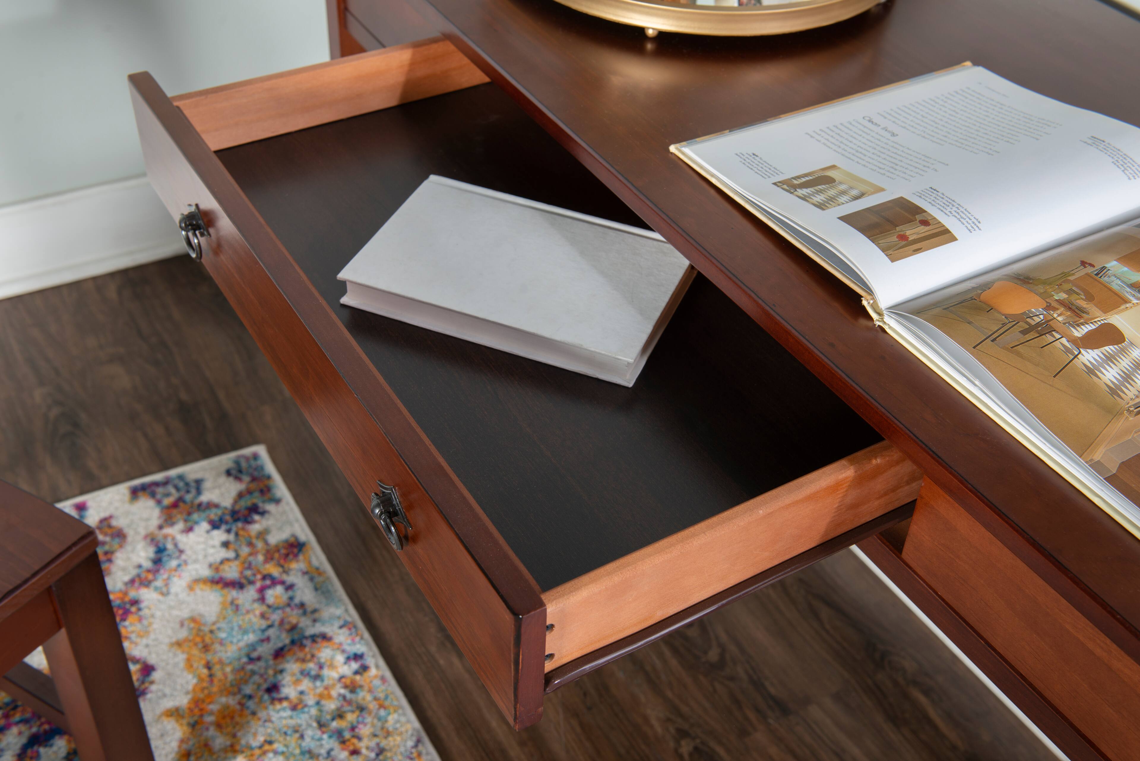 Alt View 22. Linon Home Décor - Tressa Solid Wood Desk With Drawer - Antique Tobacco Brown.