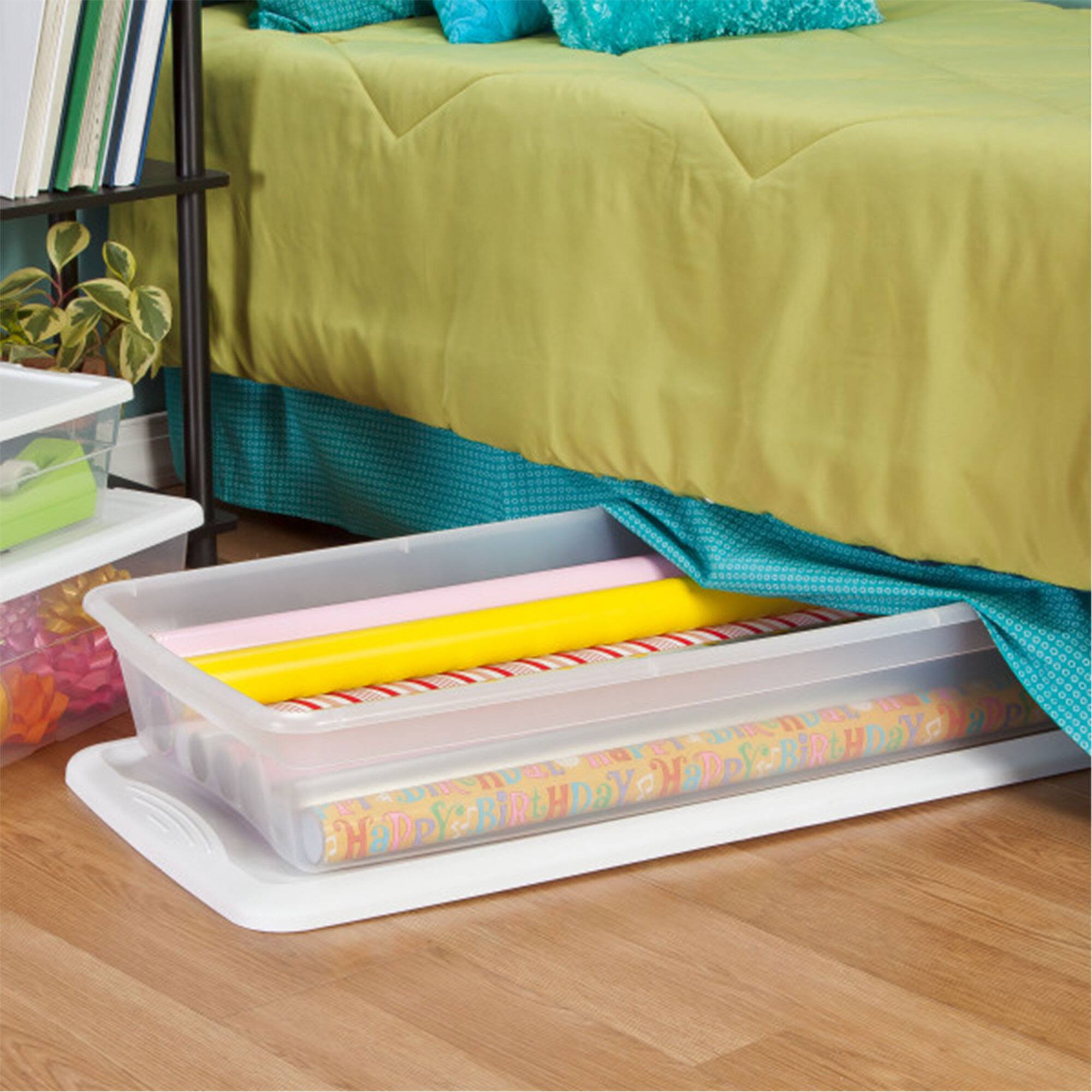 Alt View 7. Sterilite - Sterilite 41 Quart Lightweight Under Bed Storage Box Container with Lid, 18 Pack.