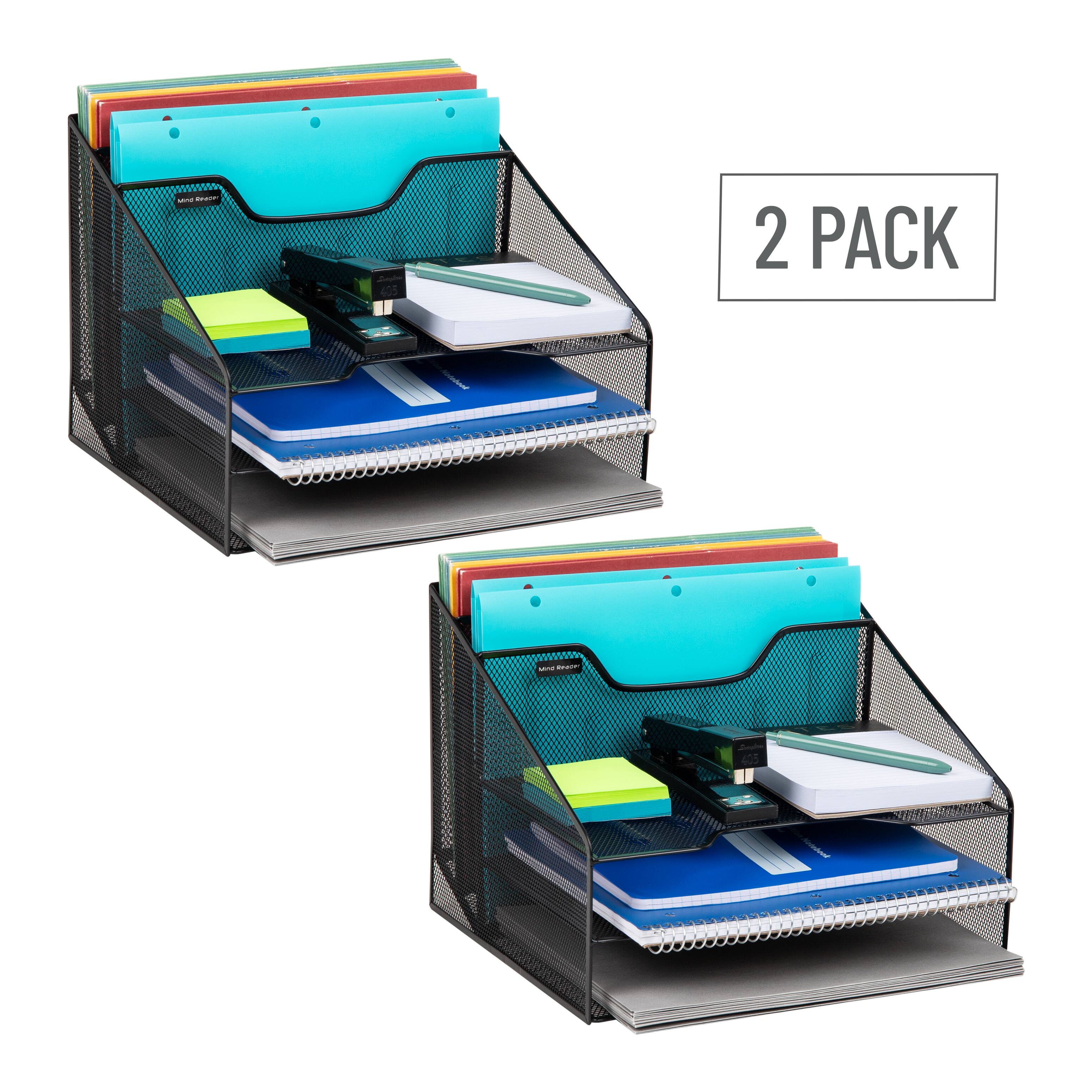 Alt View 18. Mind Reader - File Organizer, Set of 2, Desk Organizer, Storage, Paper Tray, Office, Metal Mesh, 12.5"L x 11.5"W x 9.5"H - Black.