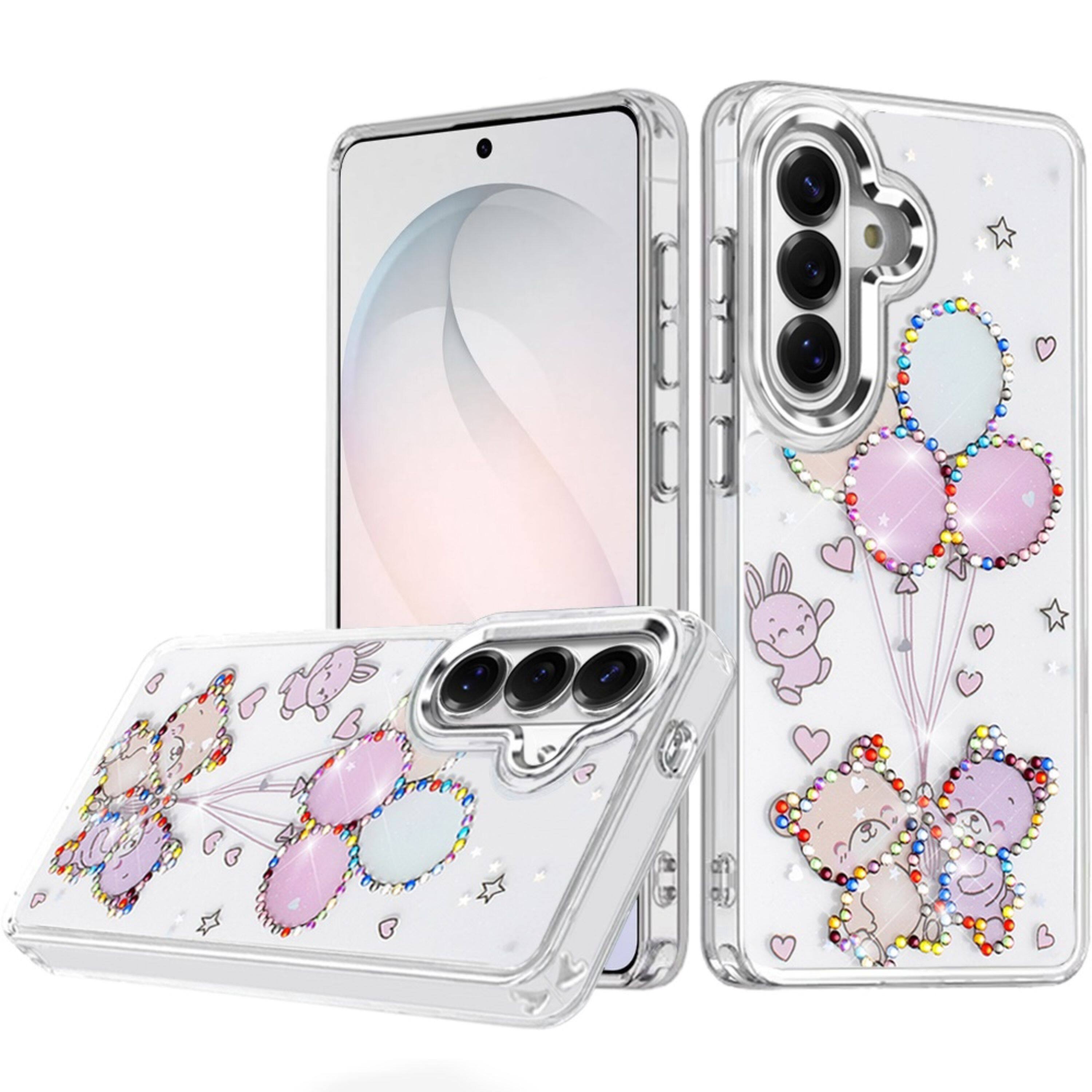 Front. Kitcheniva - Elegant Epoxy Crystal Jewel Decorative Case With Tempered Glass For Samsung S26 FE K - Multicolor.