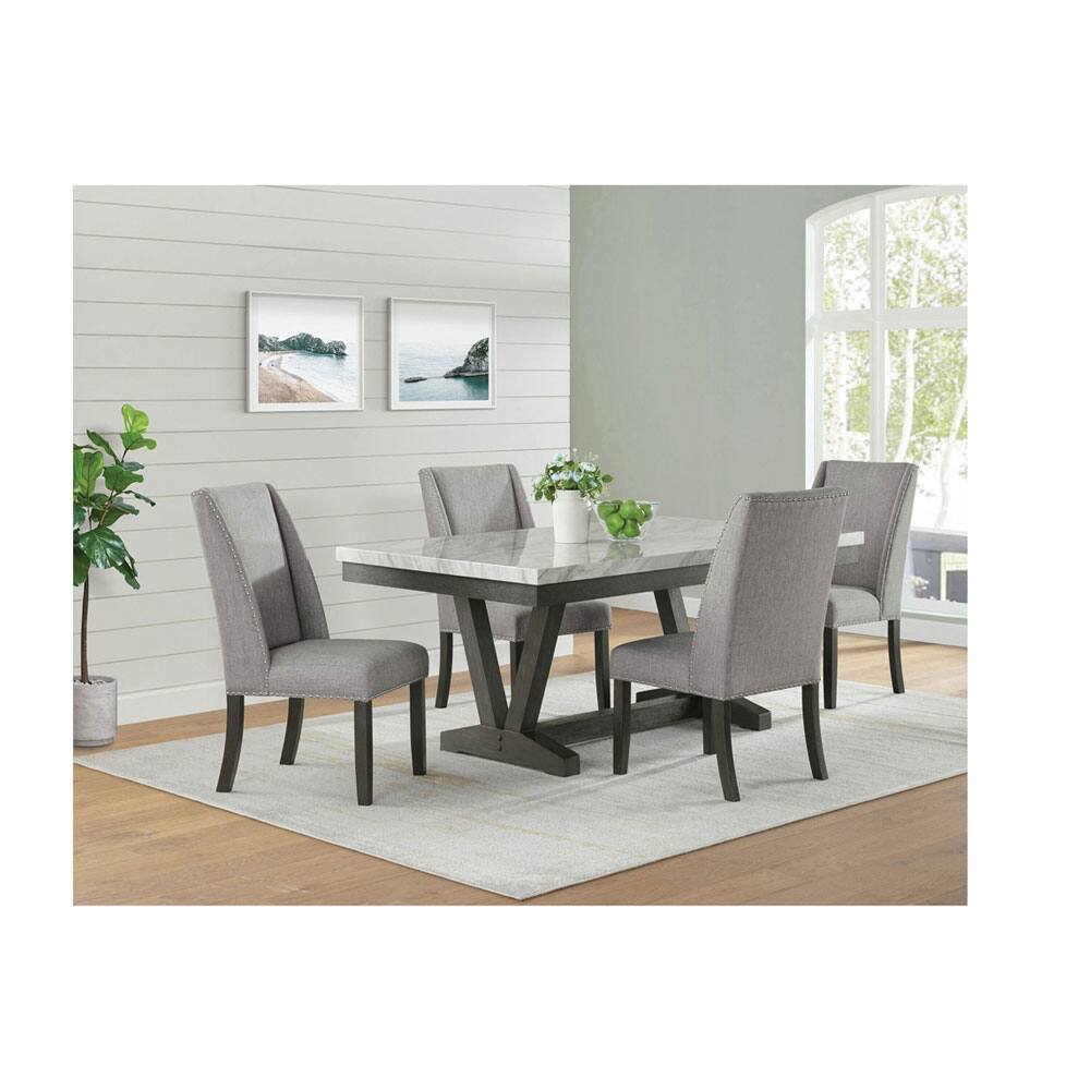 Alt View 2. Elements - Upholstered Dining Side Chair with Nailheads - Pair in Charcoal - Charcoal.