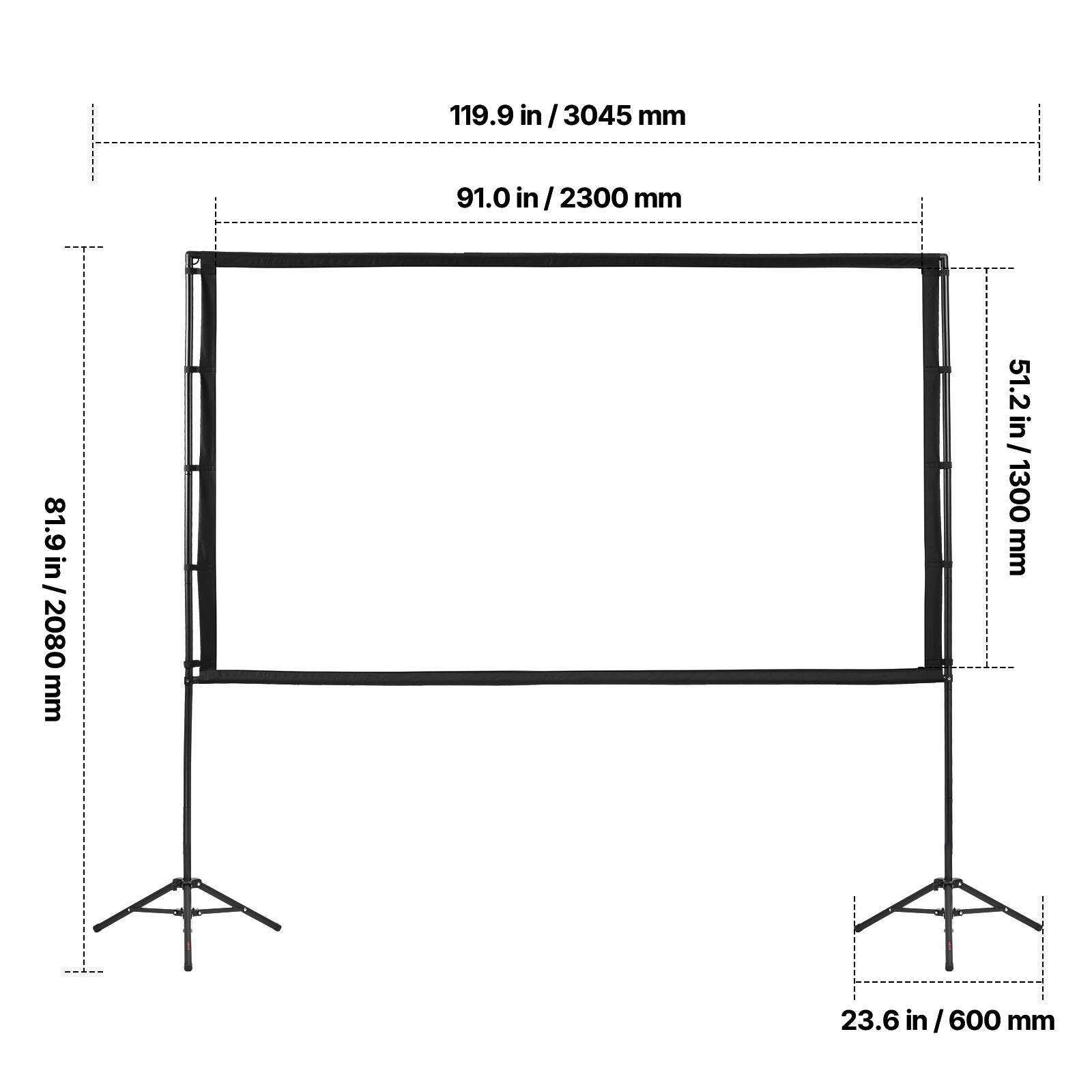 119.9 in / 3045 mm  
91.0 in / 2300 mm  
81.9 in / 2080 mm  
51.2 in / 1300 mm  
23.6 in / 600 mm