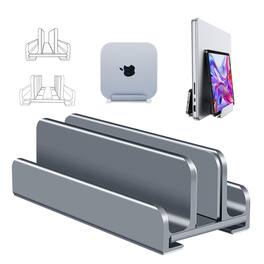 HongFei - Aluminum Vertical Laptop Stand Holder for Desk Compatible with MacBook Pro, MacBook Air, Dell, HP, Lenovo - Blue-Gray