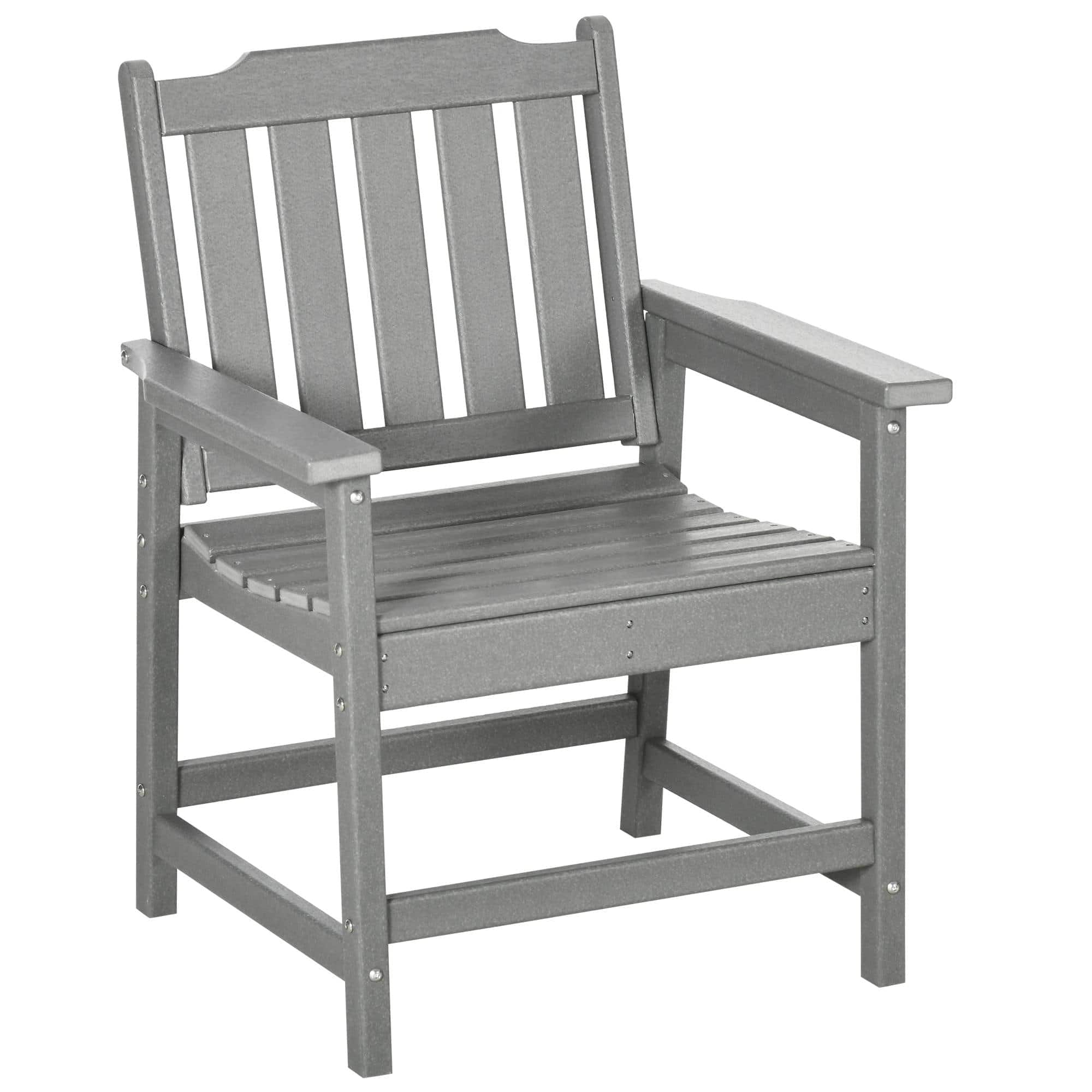 Resenkos - All-Weather Seat, Durable HDPE Dining Chair, Sturdy Wood-Like Outdoor Set, Ideal for Garden, Patio - Gray