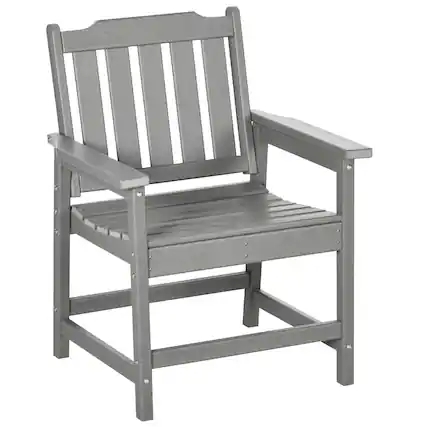 Front. Resenkos - Resenkos All-Weather Seat, Durable HDPE Dining Chair, Sturdy Wood-Like Outdoor Set, Ideal for Garden, Patio, Gray - Gray.