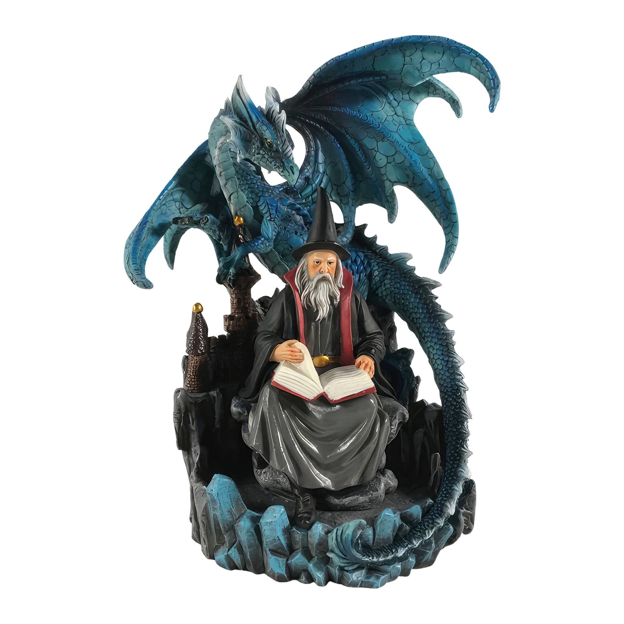 FC Design - 10"H Wizard with Dragon Figurine Statue Office/Computer Desk Tabletop Medieval Gaming Home Decor Gift - Multi-Color