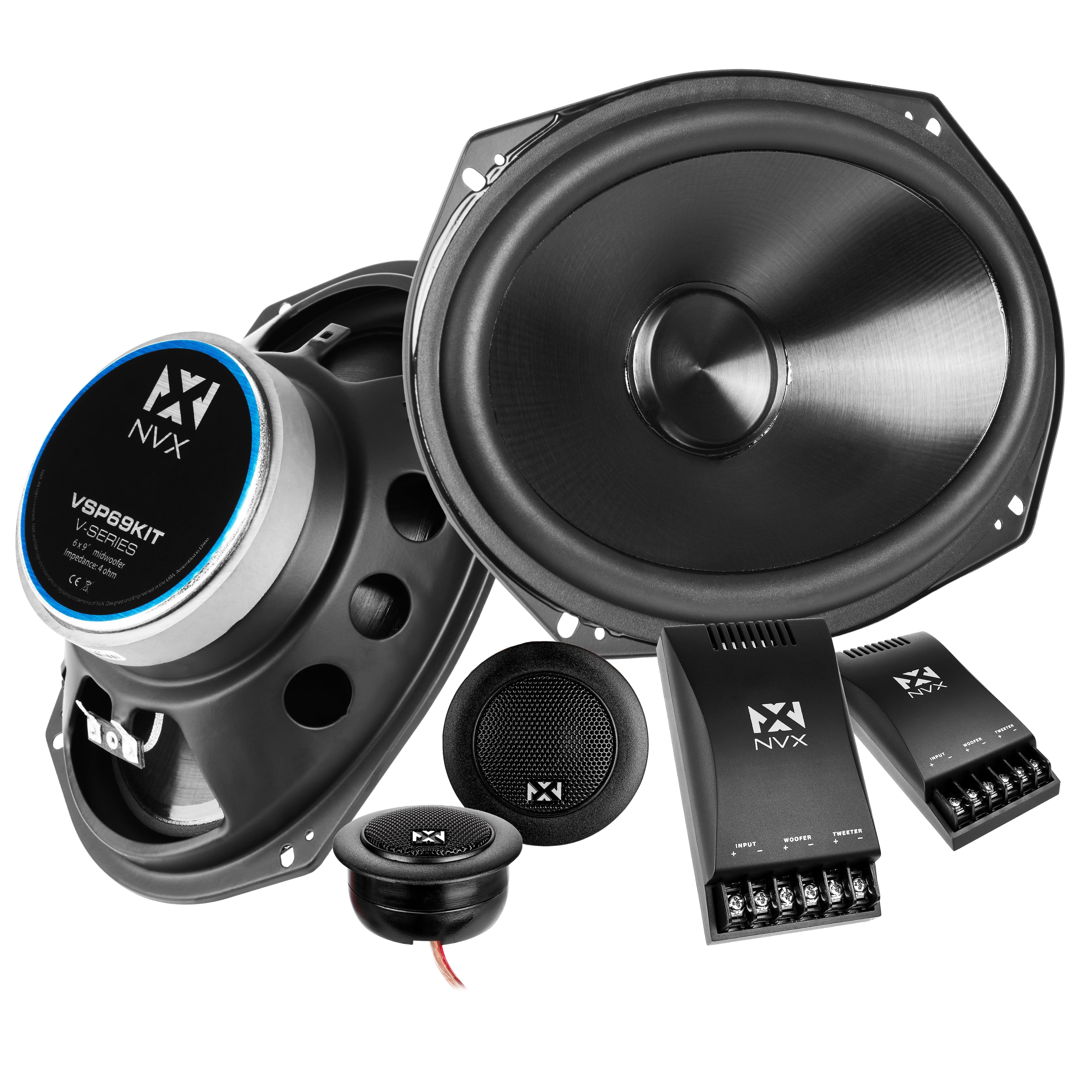NVX - VSP69KIT 900W Peak (300W RMS) 6x9in V-Series 2-Way Component Speaker System with 25mm Silk Dome Tweeters