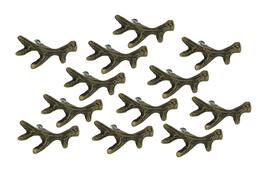 Zeckos - Finish Cast Iron Small Deer Antler Cabinet Handle Drawer Pull Set of 12 - Bronze
