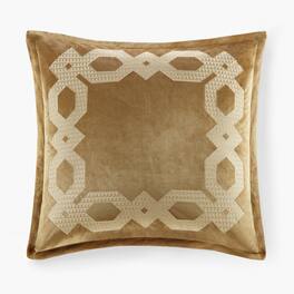 Gracie Mills - Mallor Geometric Embroidered Velvet European Pillow Sham - Gold