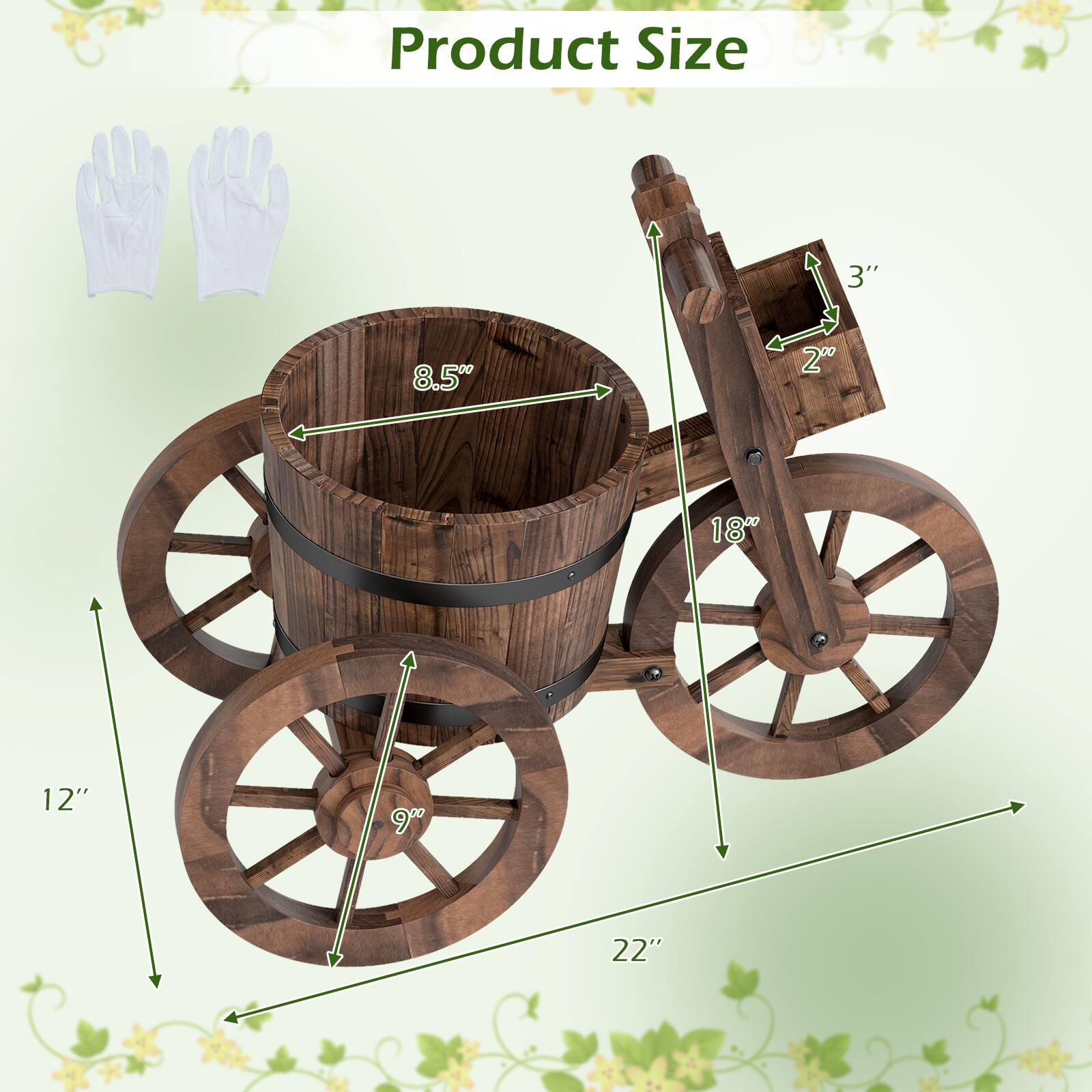 Product Size  
3"  
8.5"  
20"  
18"  
12"  
9"  
22"