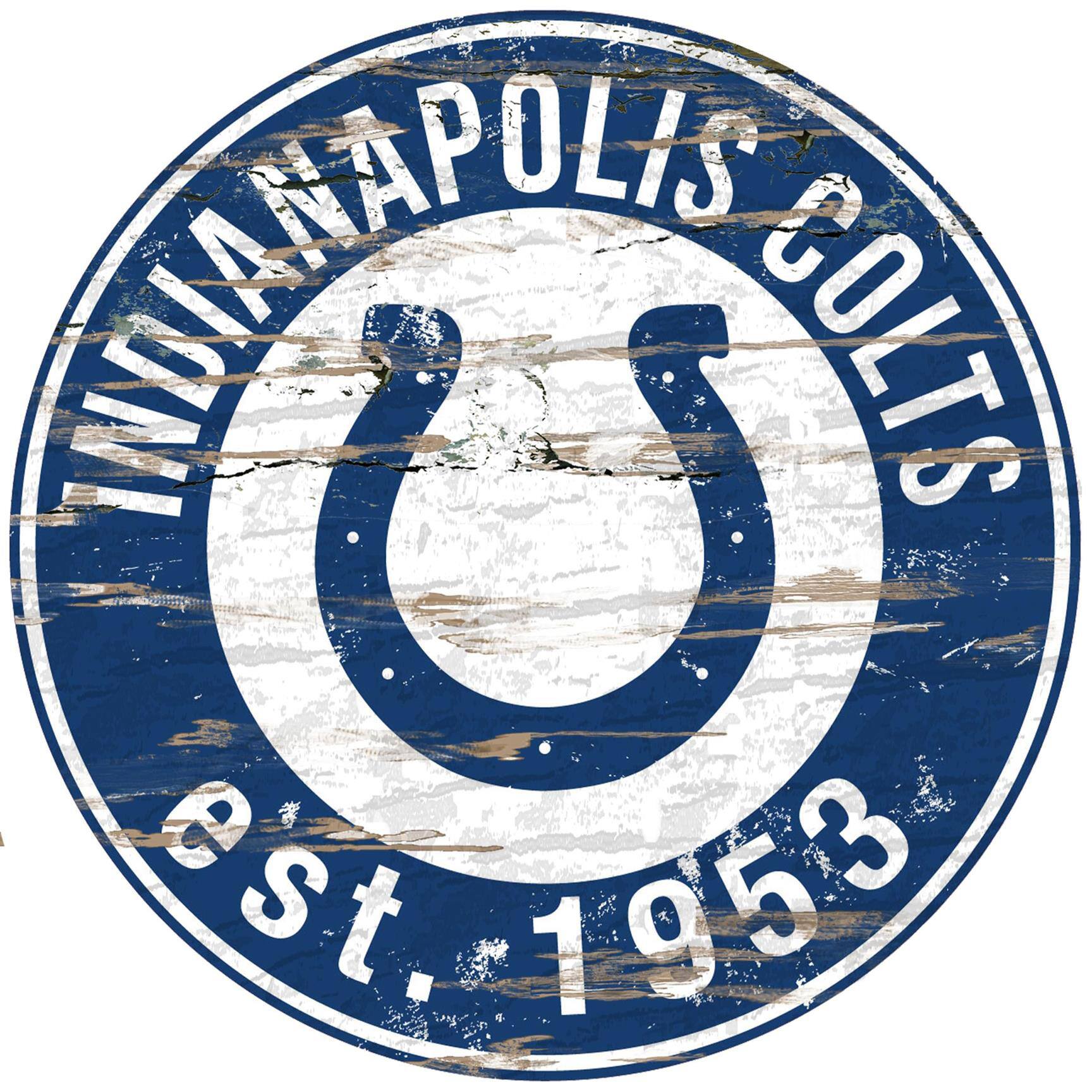Fan Creations - Indianapolis Colts 23.5" Distressed Round Sign - Multicolor