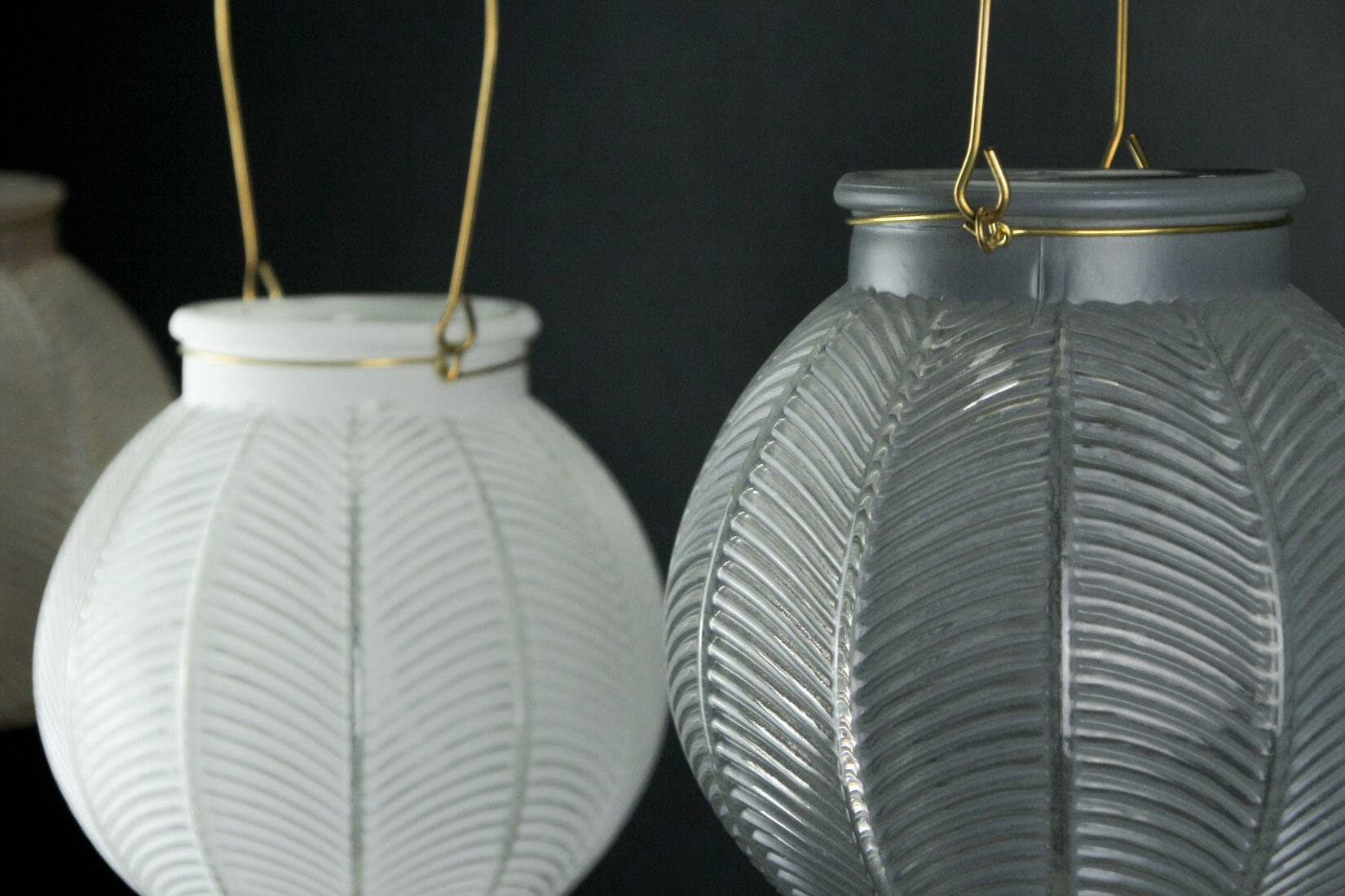Alt View 2. Things2Die4 - Set of 3 Textured Pink, White & Gray Glass 6 Inch Diameter Candle Lanterns Wire Handles - Multicolored.