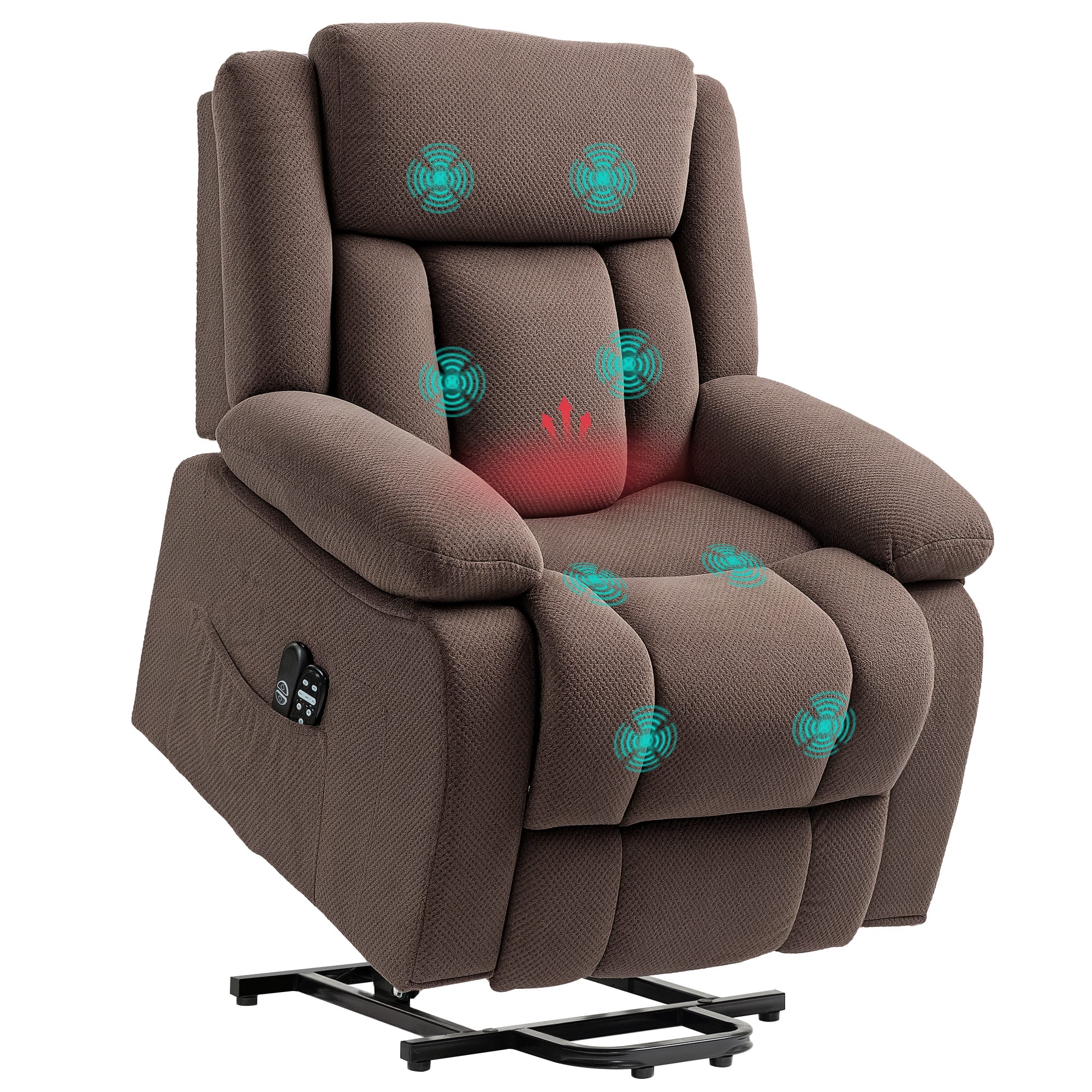 Front. Homcom - Elderly Recliner w/ Lift, Heat & Massage | Remote+USB+Pockets - Brown.
