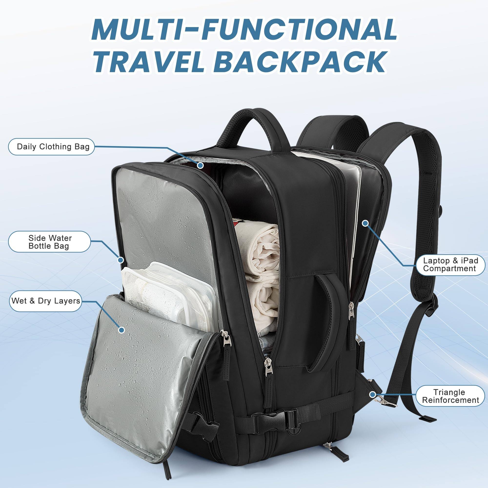 Back. Pacoar Cade - Travel Backpack For Men Women  Large Carry On Personal Item Bag Airline Approved 17 Inch Laptop Business Work Gym - Beige-X-Large.