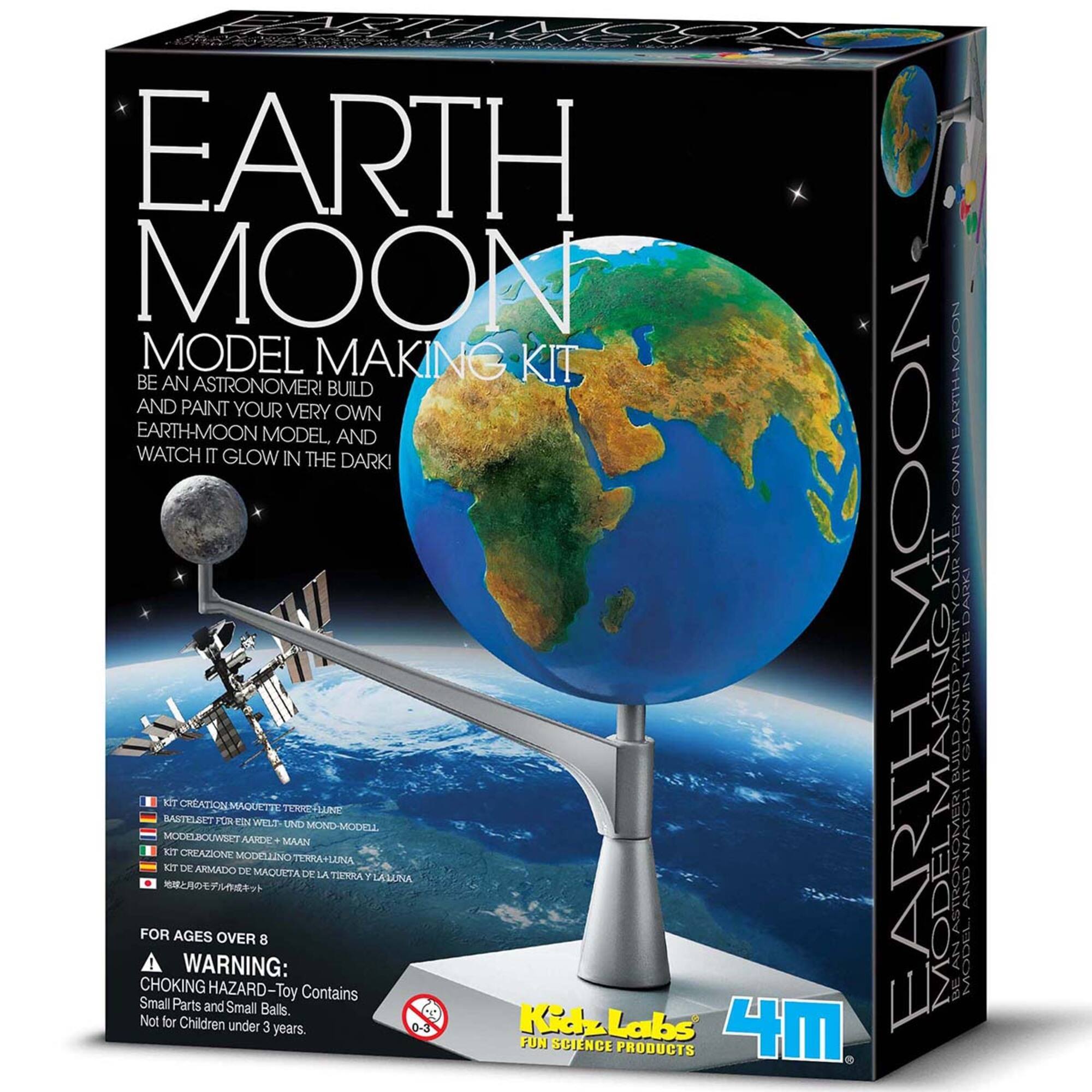 EARTH MOON MODEL MAKING KIT

BE AN ASTRONOMER! BUILD AND PAINT YOUR VERY OWN EARTH-MOON MODEL AND WATCH IT GLOW IN THE DARK!

FOR AGES OVER 8

WARNING: CHOKING HAZARD - Toy Contains Small Parts and Small Balls. Not for Children under 3 years.

KidzLabs SCIENCE PRODUCTS