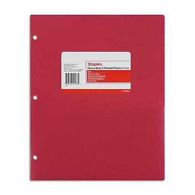 Staples 3 Hole Punched 2 Pocket Plastic Portfolio Folder, (ST52803 CC ...