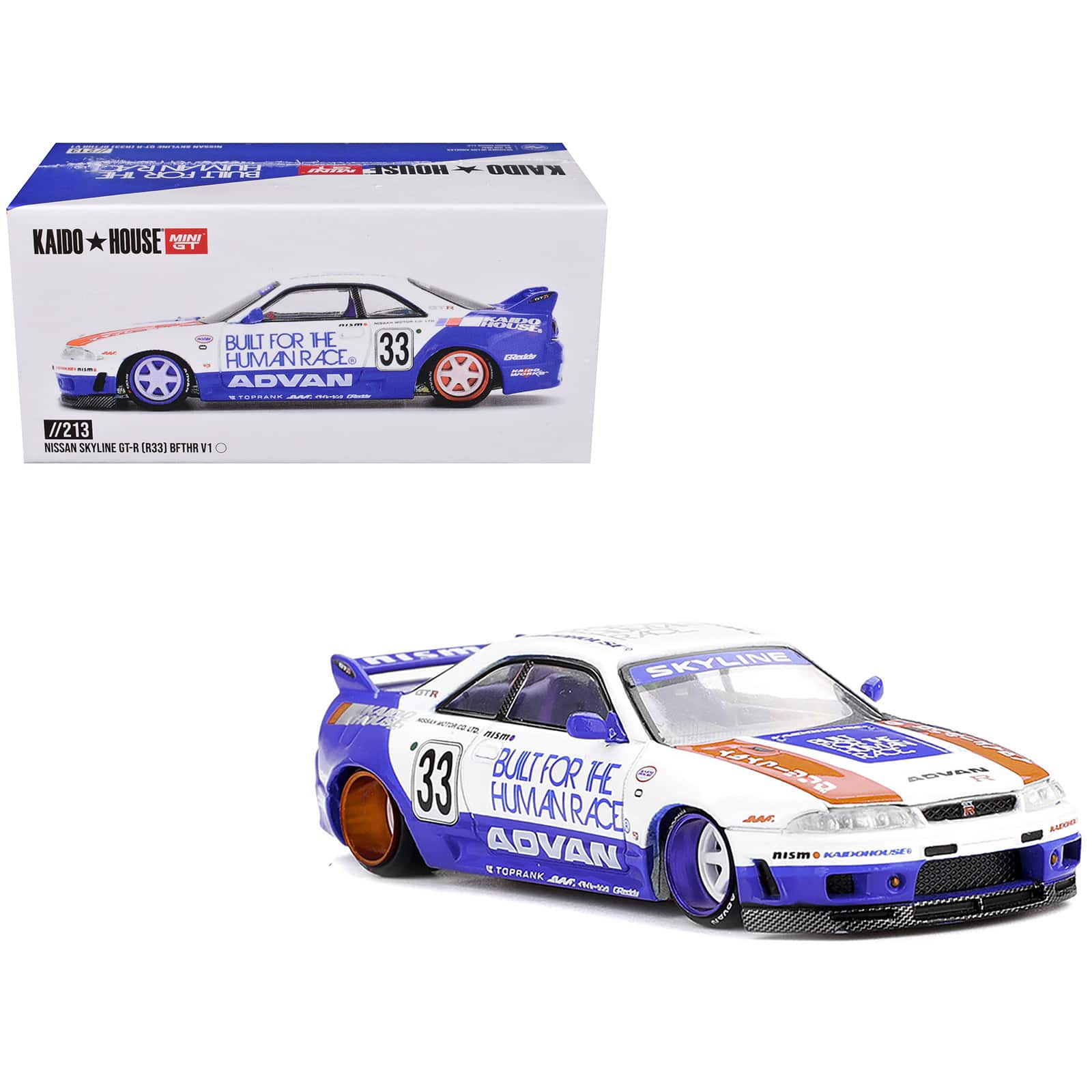 "True Scale Miniatures - Nissan Skyline GT-R (R33) RHD #33 ""BFTHR V1"" Blue and White w/Graphics ""Kaido House"" Special 1/64 Diecast Car by Mini GT" price history on PriceWatchPro