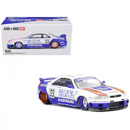 True Scale Miniatures - Nissan Skyline GT-R (R33) RHD #33 "BFTHR V1" Blue and White w/Graphics "Kaido House" Special 1/64 Diecast Car by Mini GT