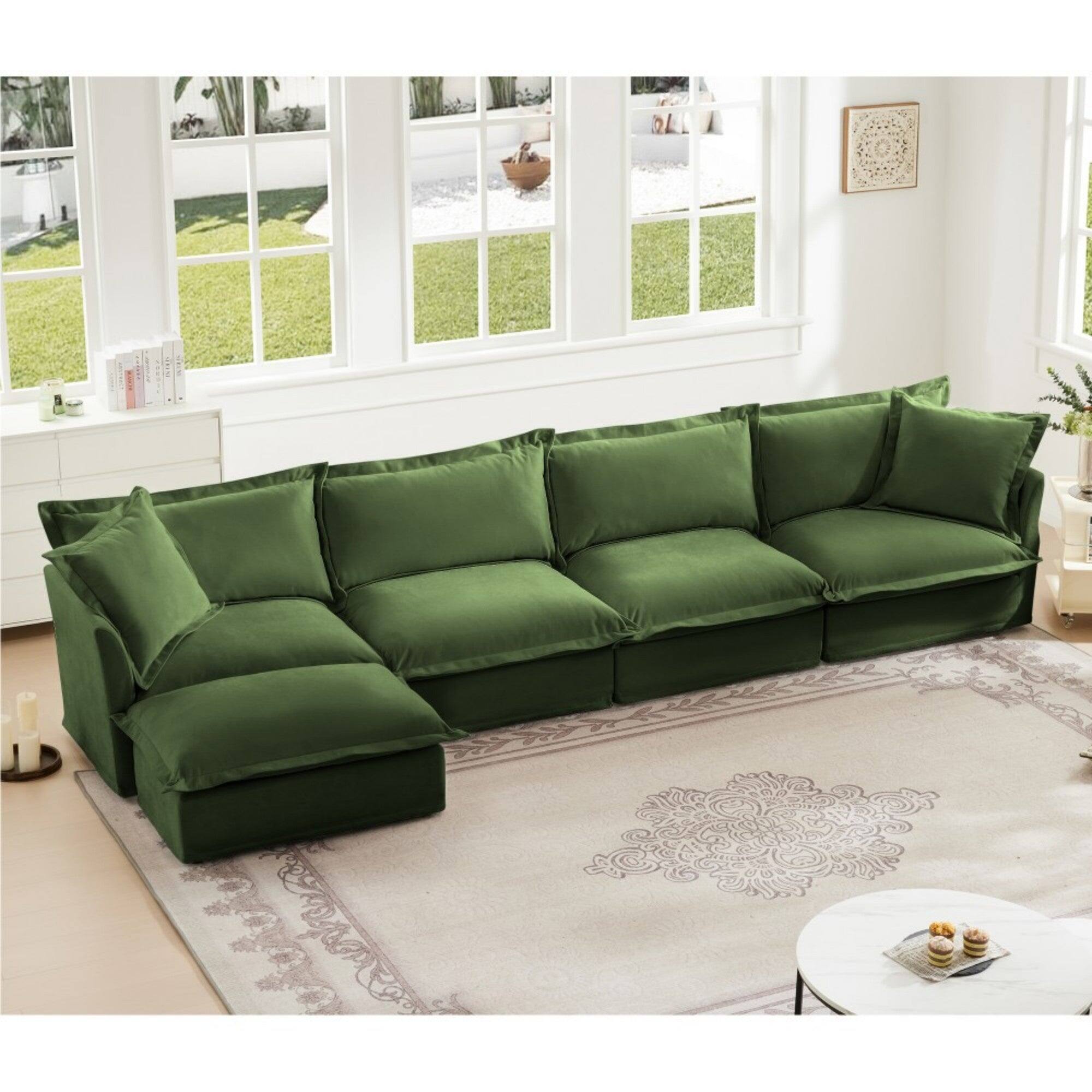 Alt View 2. Boyel Living - Slipcovered Chenille 4 Seater Cloud Sofa - Green.