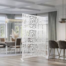 PexFix - 72 in. x 47 in. Bamboo Pattern Metal Outdoor Privacy Screen & Panels, Freestanding Garden Divider Fence - White