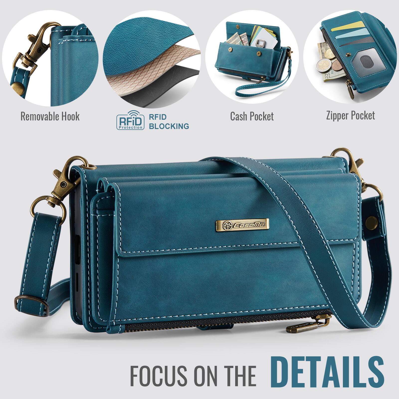 Removable Hook  
RFID Protection  
RFID BLOCKING  
Cash Pocket  
Zipper Pocket  
FOCUS ON THE DETAILS