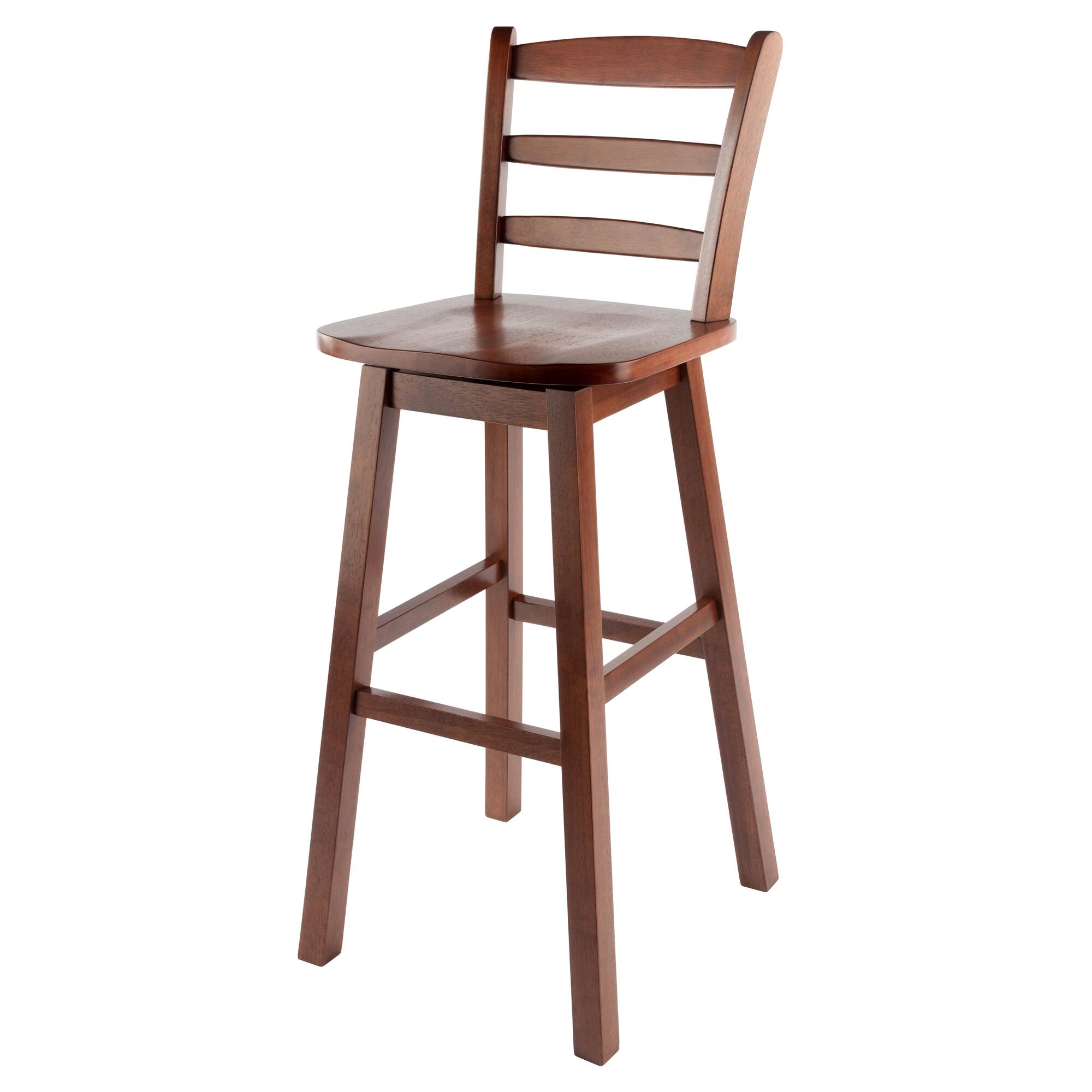 Front. Winsome Wood - Scalera Ladder-back Swivel Seat Bar Stool - Walnut.