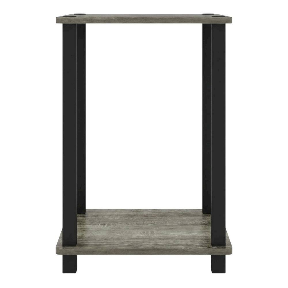 Back. FurniFact - Small French Oak and Black End Table Set with Modern Design - French Oak/Black.