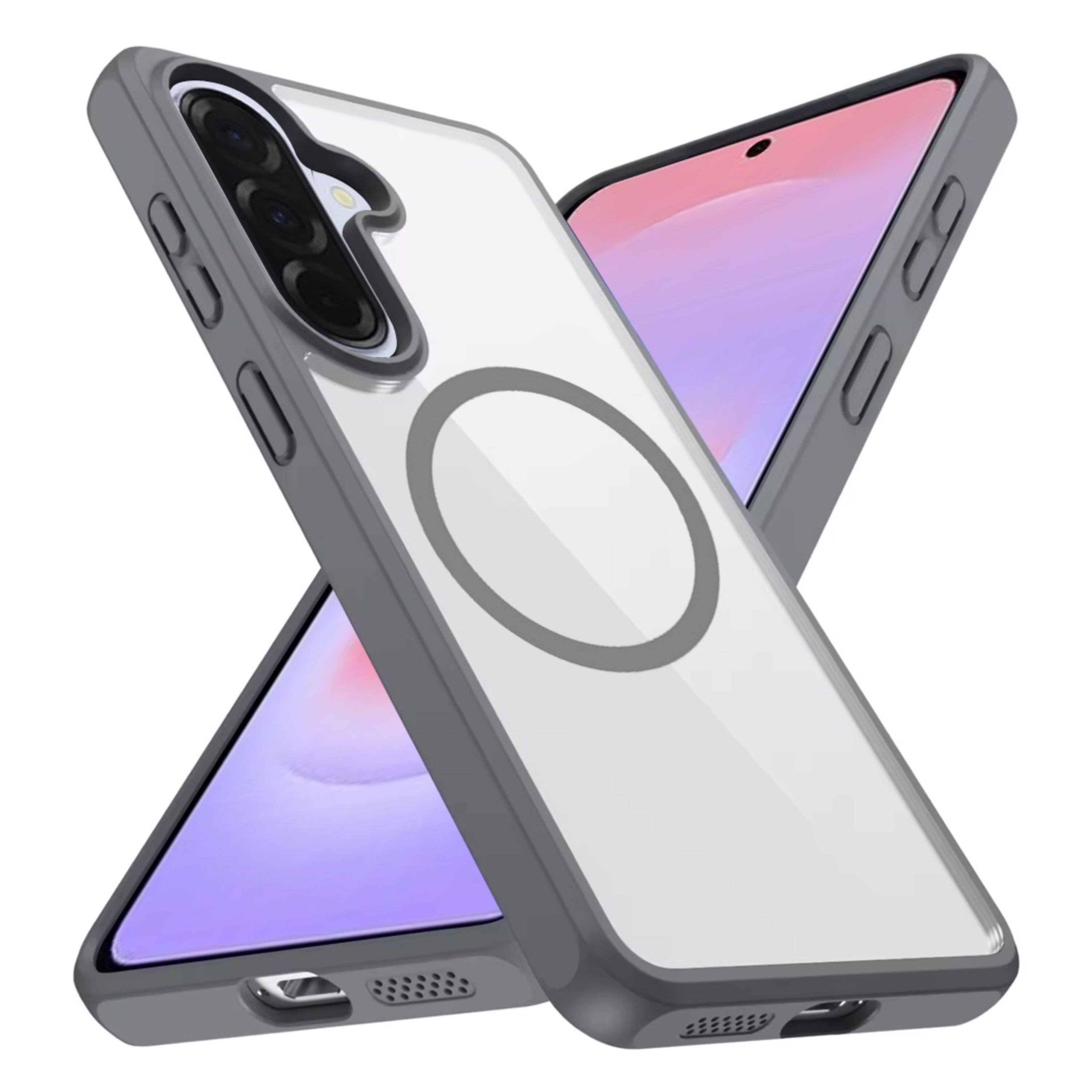 Left. Kitcheniva - Premium Magnetic Circle Shockproof Case With Tempered Glass For Samsung Galaxy A37 Gray - Gray.