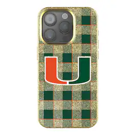 Keyscaper - NCAA - Miami Hurricanes Plaid Bling iPhone Case - 14 - Gold