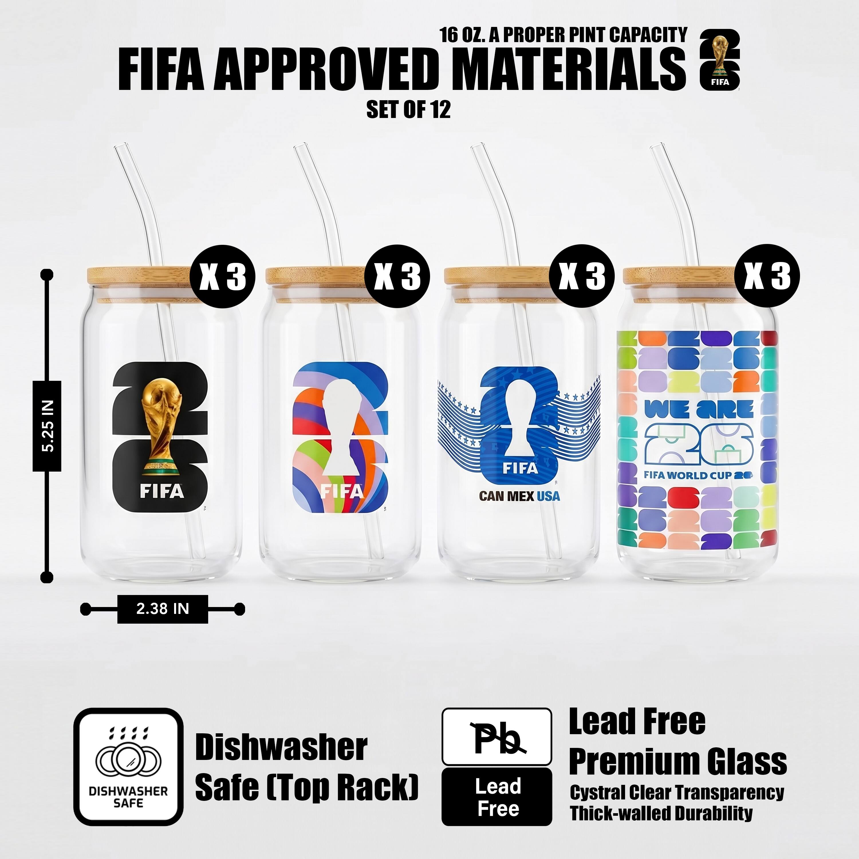 16 OZ. A PROPER PINT CAPACITY FIFA APPROVED MATERIALS A4 SET OF 12 IN 5.25 X 3 X 3 8 FIFA D FIFA X ? FIFA CAN MEX USA X3 WE ARE FIFA WORLD CUP 2. 2.38 IN Dishwasher DISHWASHER Safe (Top Rack) SAFE Lead Free Pb Premium Glass Lead Crystal Clear Transparency Free Thick-walled Durability