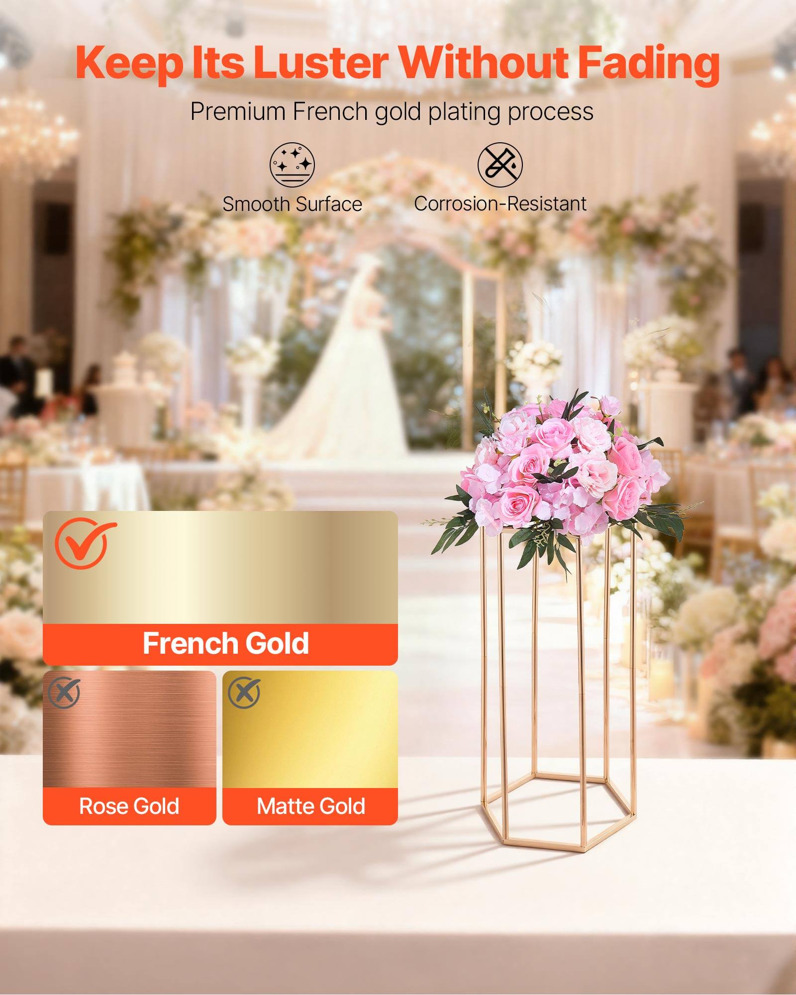Keep Its Luster Without Fading

Premium French gold plating process

Smooth Surface

Corrosion-Resistant

French Gold

Rose Gold

Matte Gold