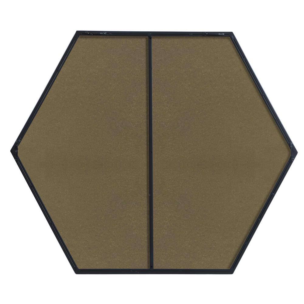 Angle. Elegant Decor - Metal frame hexagon mirror 38 inch in Black - Black.