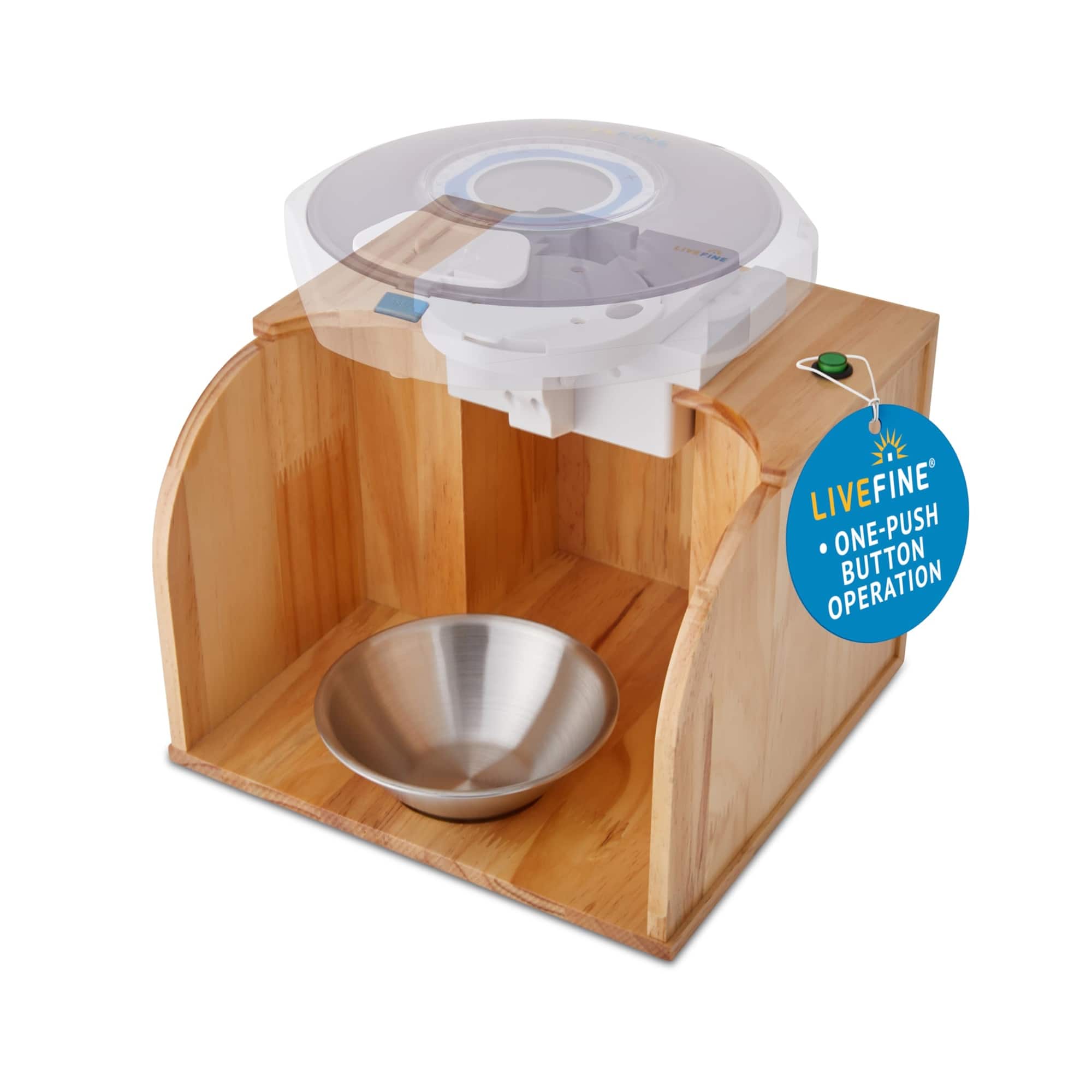 LiveFine - Pill Dispenser Tipper One-Touch Automatic Pill Dispensing Wooden Base Compatible - Natural price history on PriceWatchPro